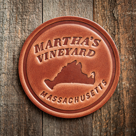 Martha's Vineyard Silhouette Leather Coaster