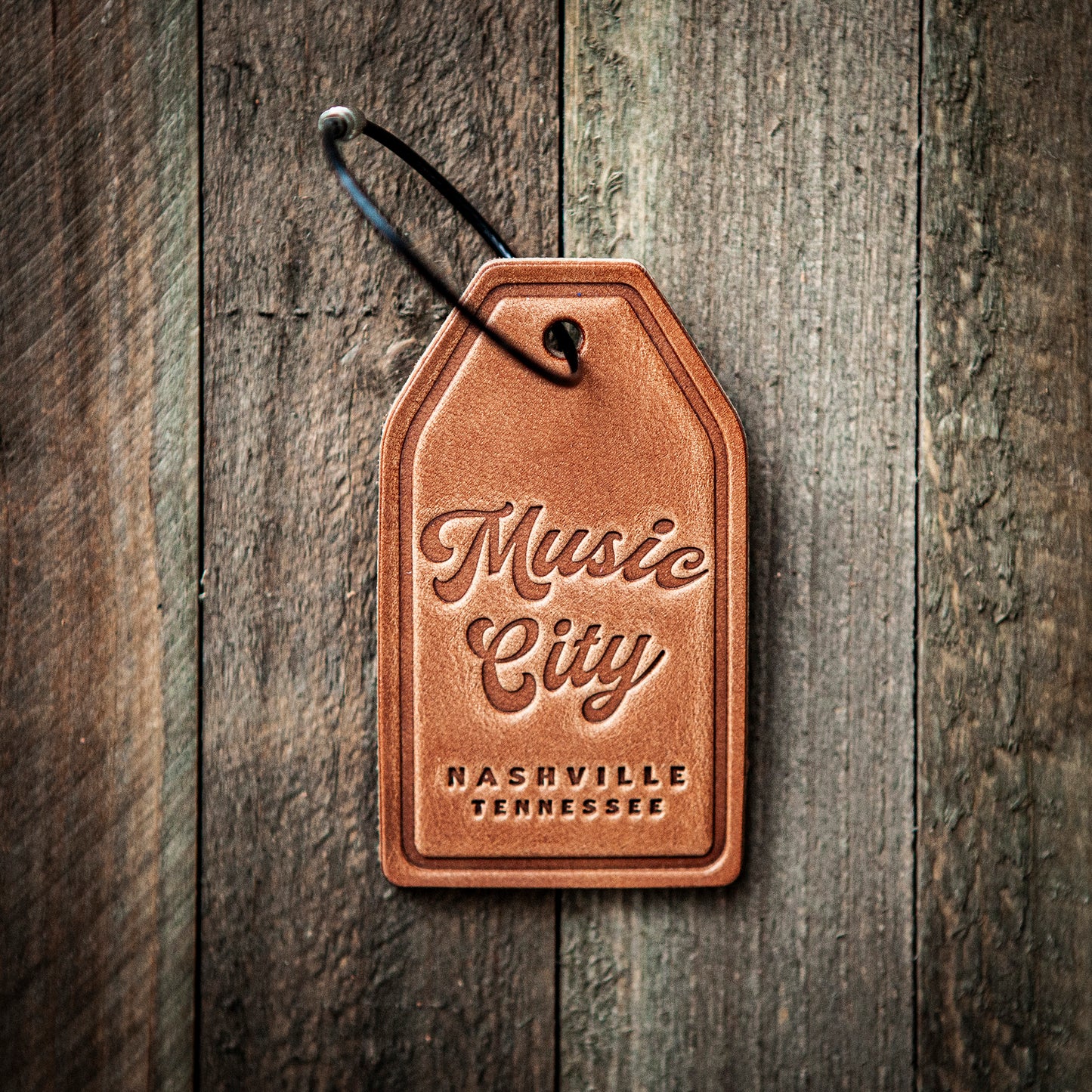 Music City Nashville Tennessee Leather Luggage Tag