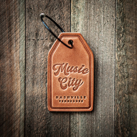 Music City Nashville Tennessee Leather Luggage Tag