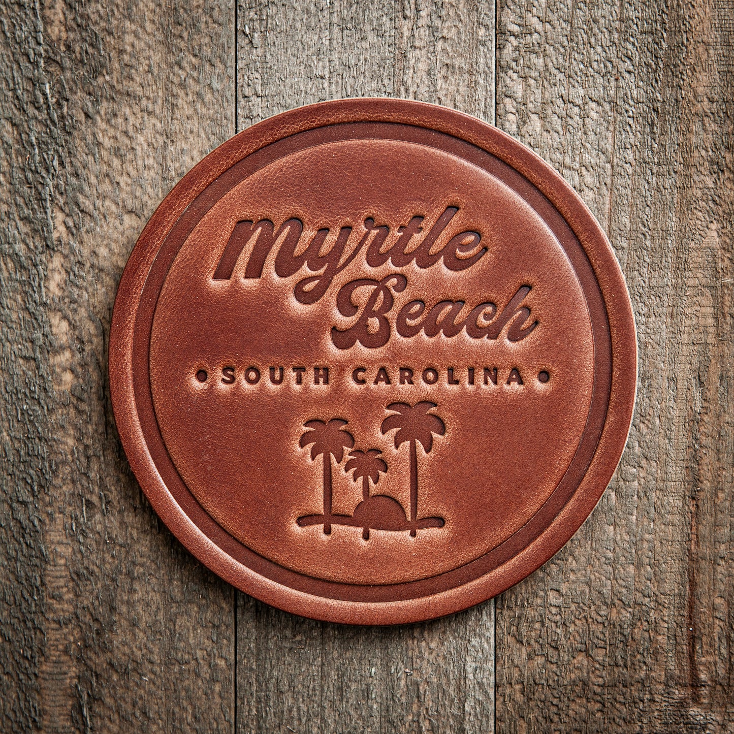 Myrtle Beach South Carolina Leather Coaster