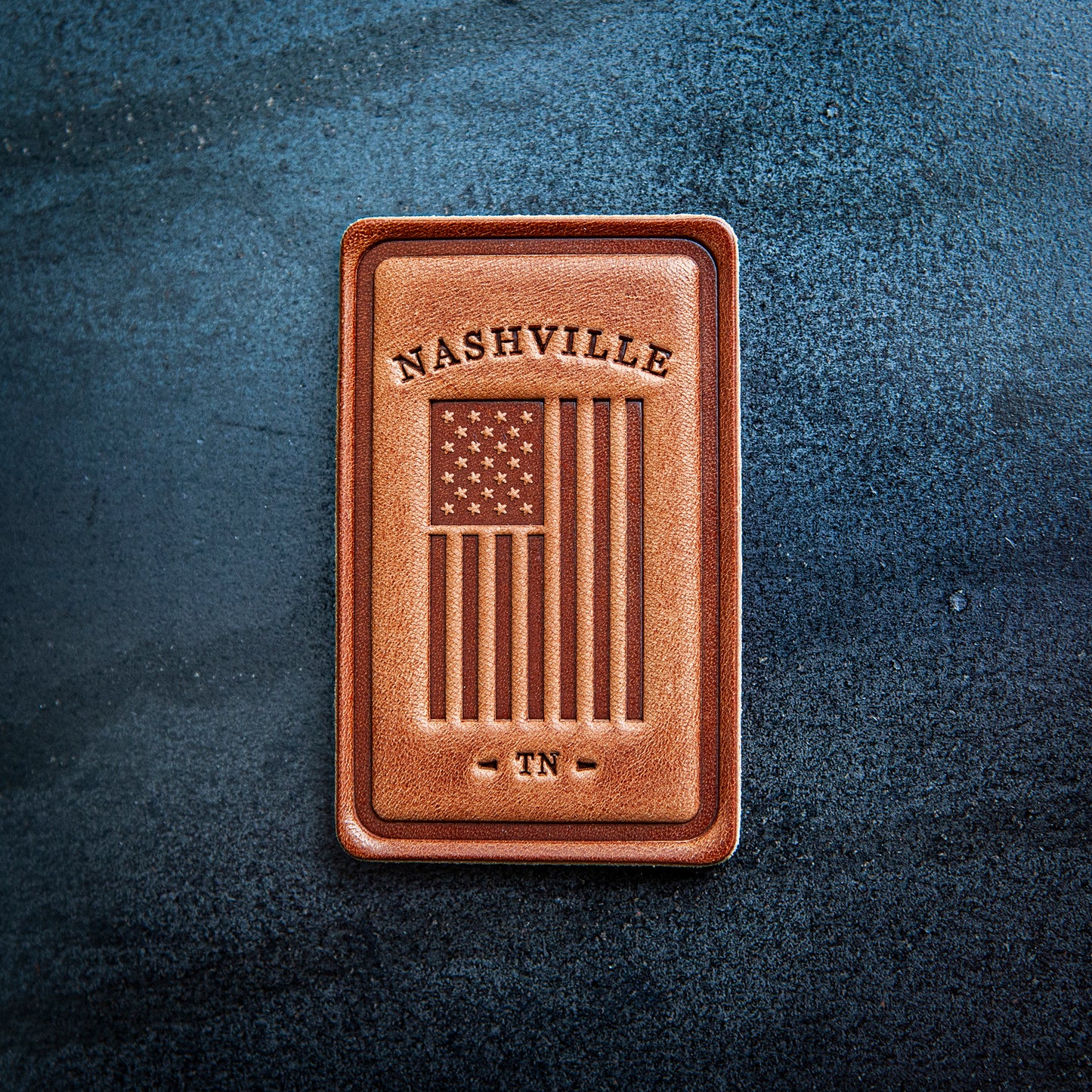Nashville Tennessee American Flag Leather Magnet Block Style