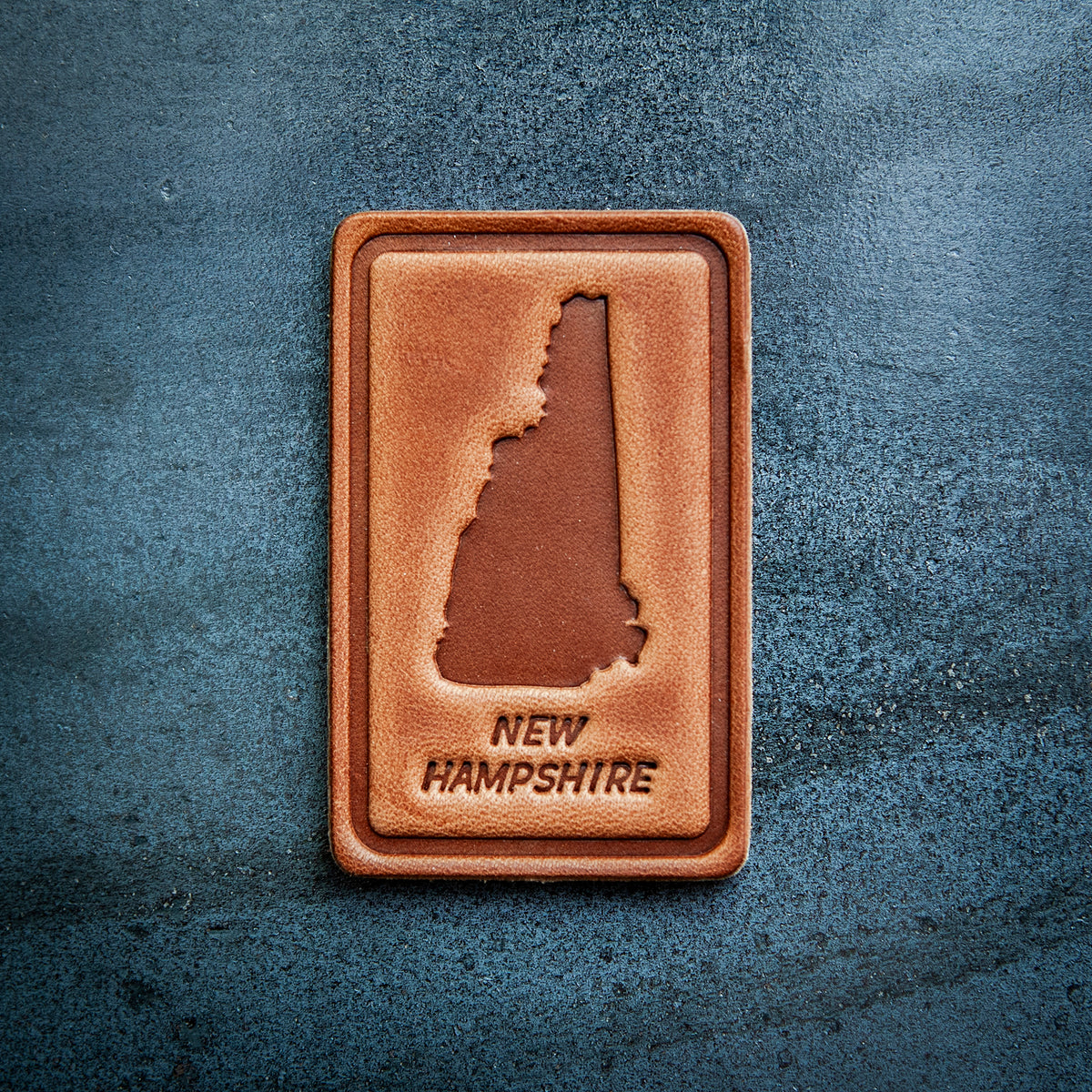 New Hampshire State Silhouette Leather Magnet Block Style