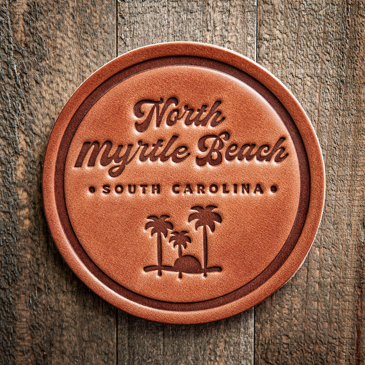 North Myrtle Beach South Carolina Leather Coaster