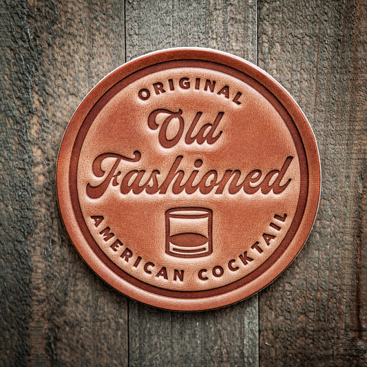 Old Fashioned Orginial American Cocktail Leather Coaster