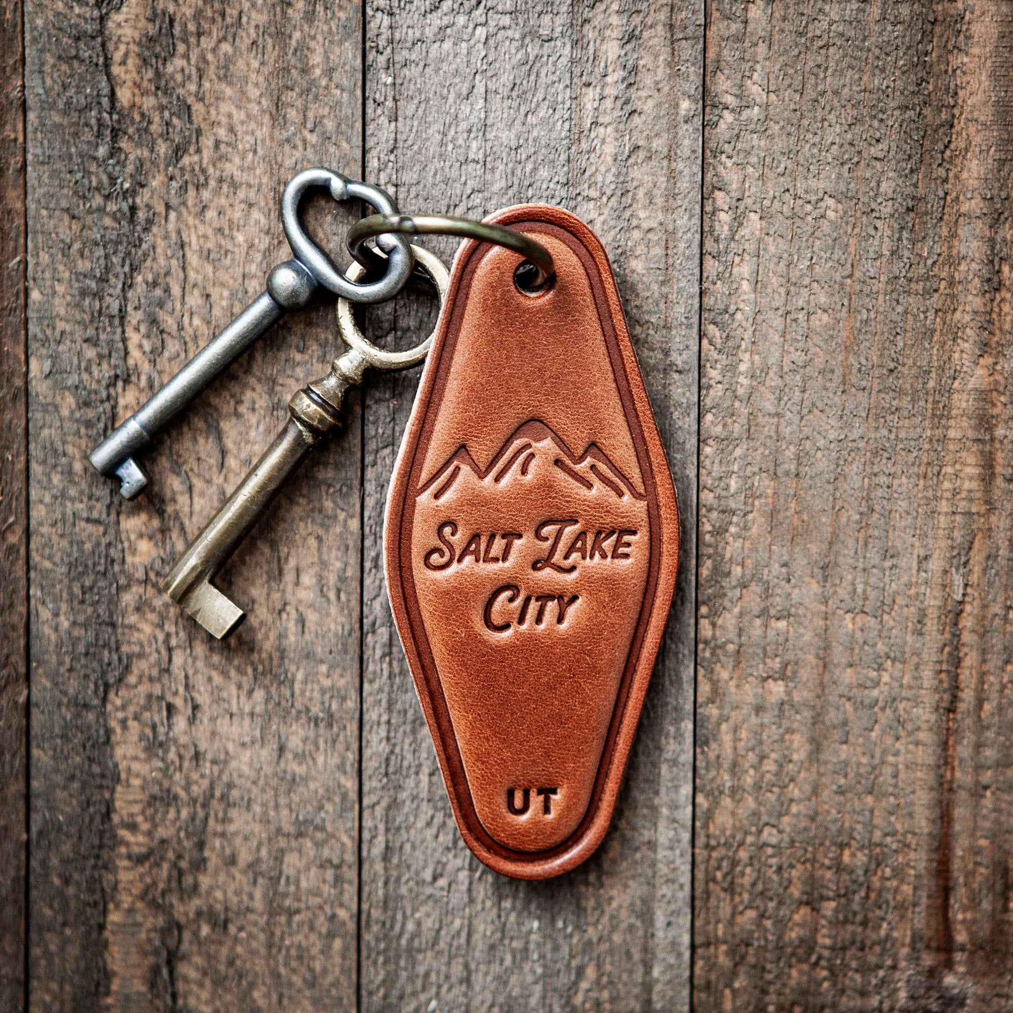 Salt Lake City Utah Leather Keychain Motel Style – Sugarhouse Leather