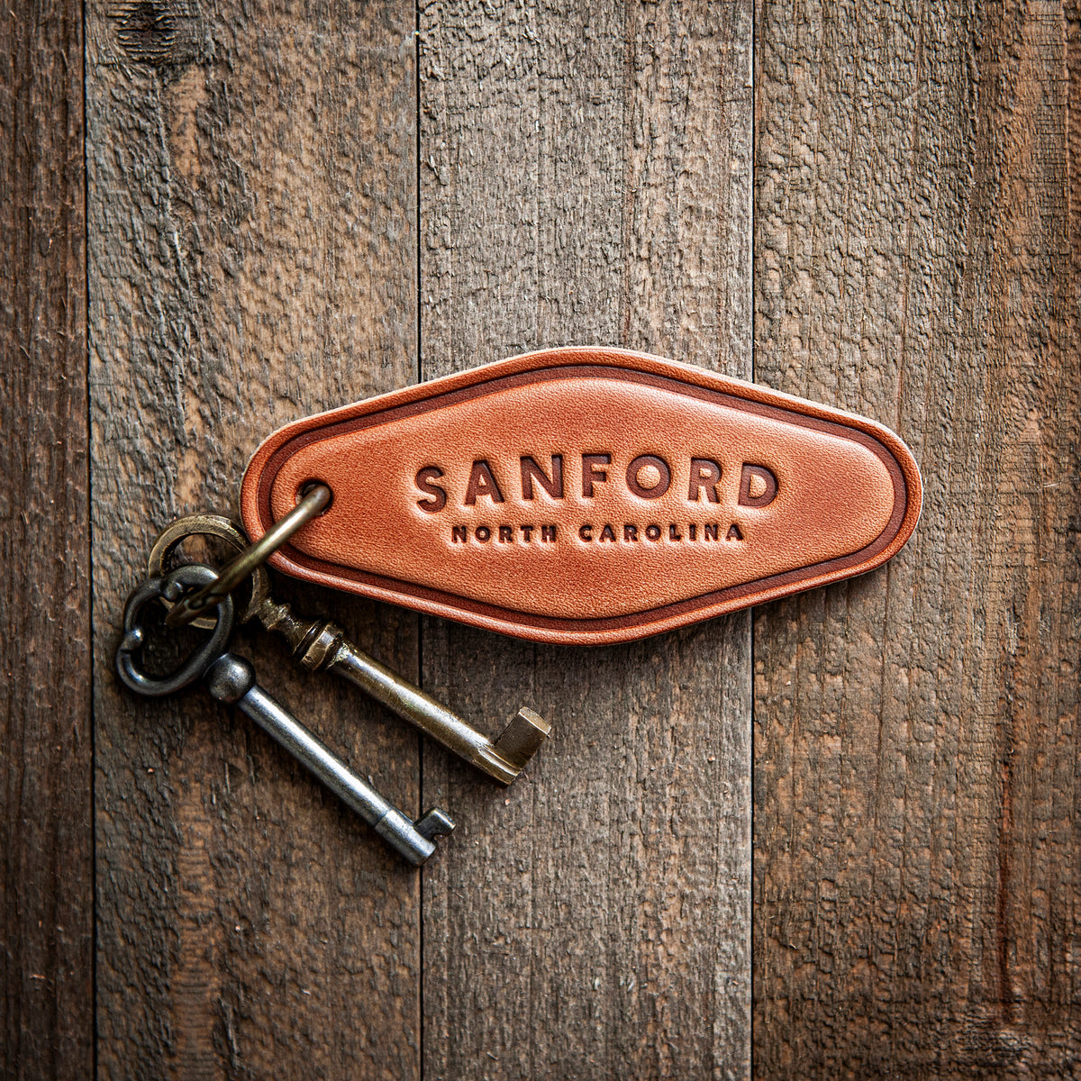Sanford North Carolina Leather Keychain Motel Style
