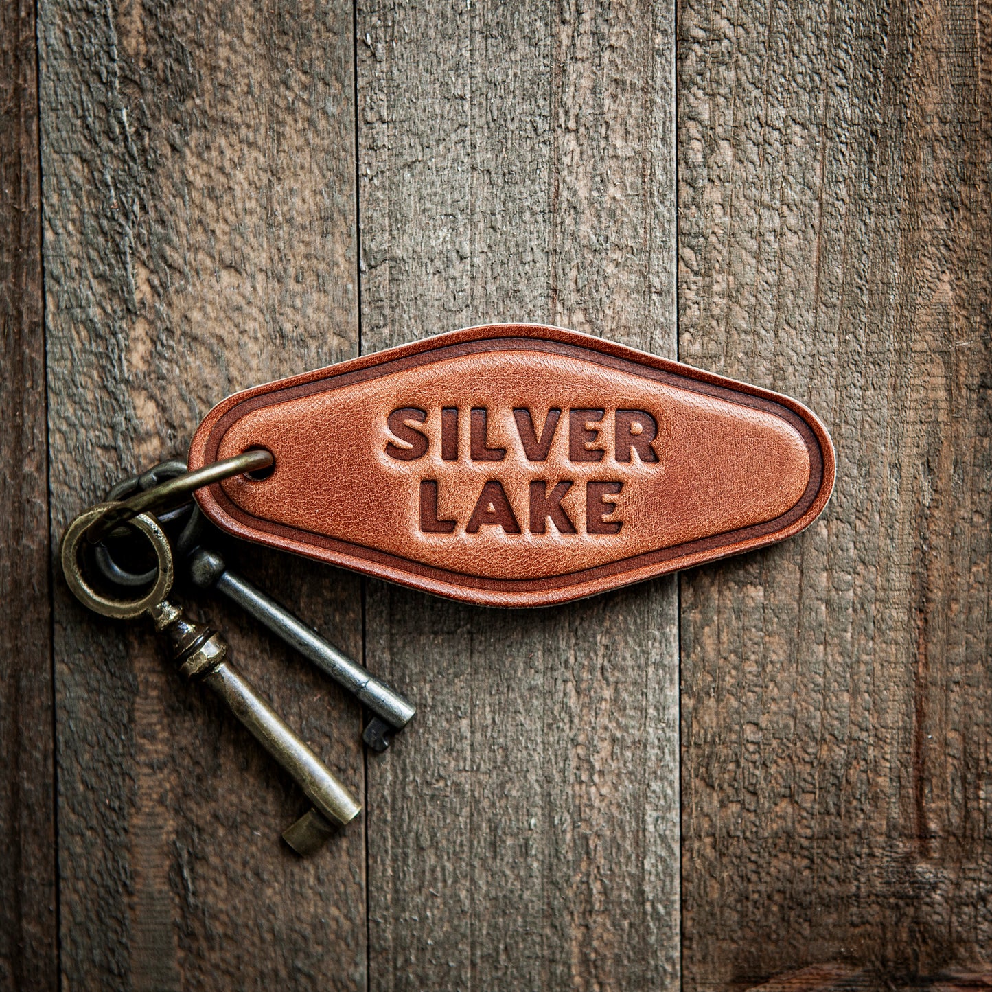 Silver Lake Leather Keychain Motel Style