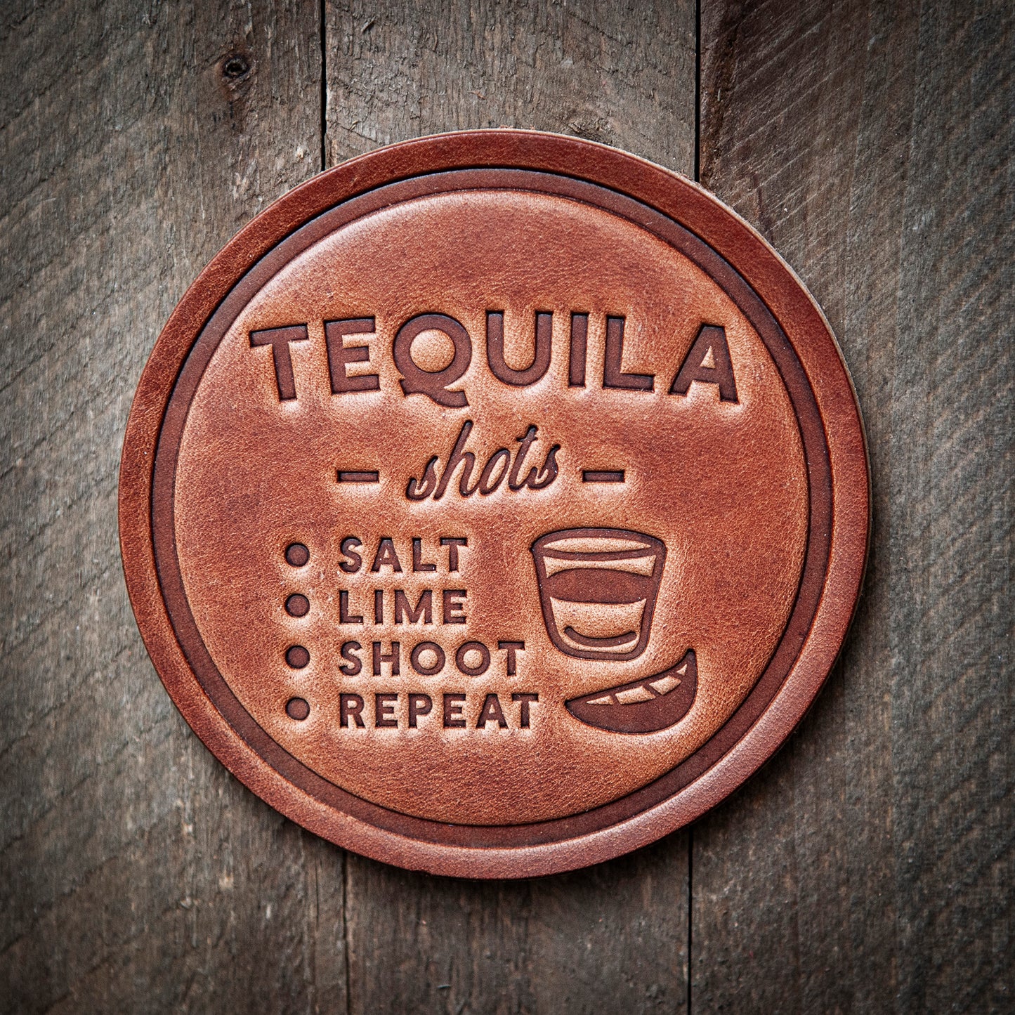 Tequila Shots Leather Coaster