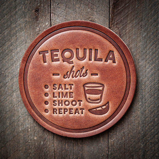 Tequila Shots Leather Coaster