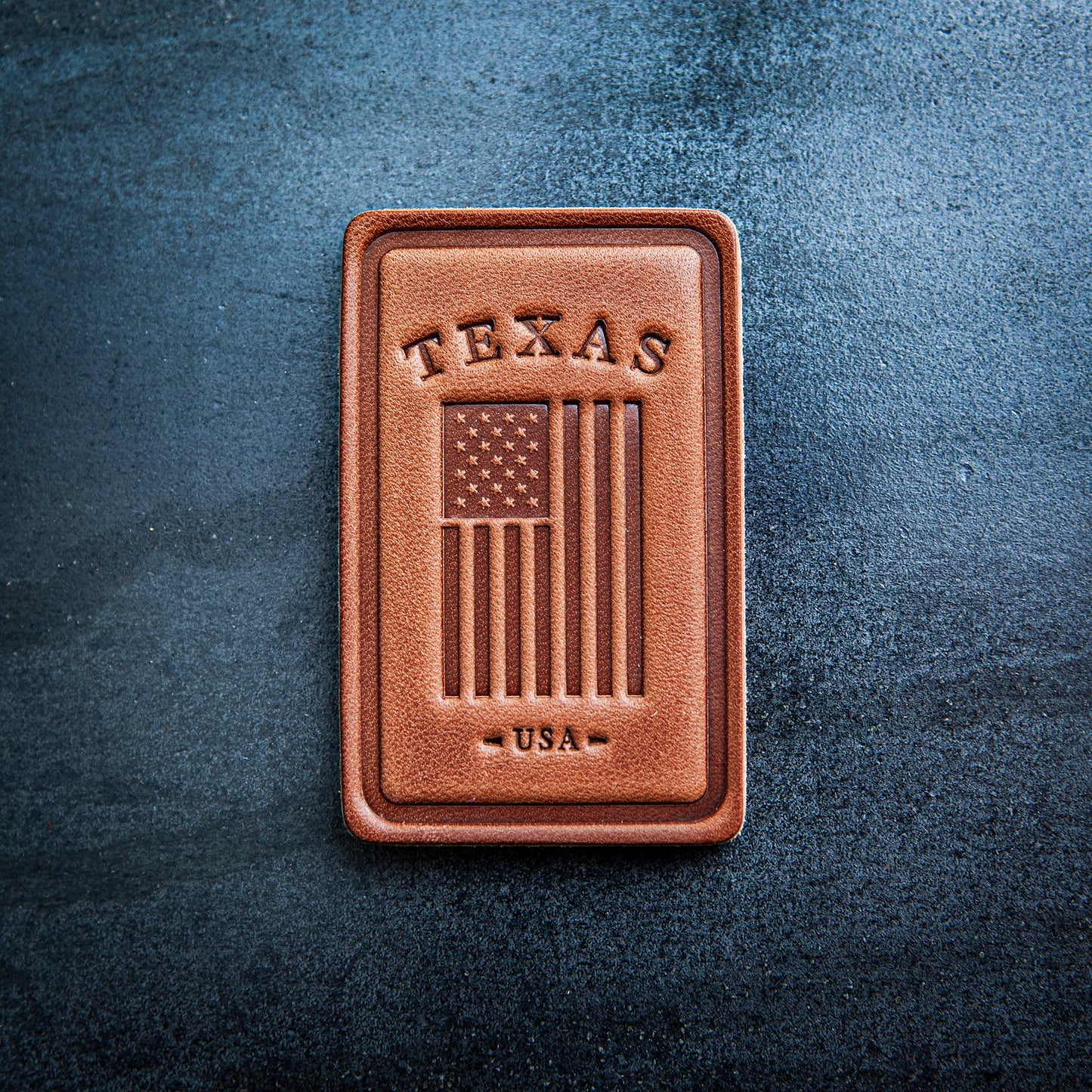 Texas American Flag Leather Magnet Block Style
