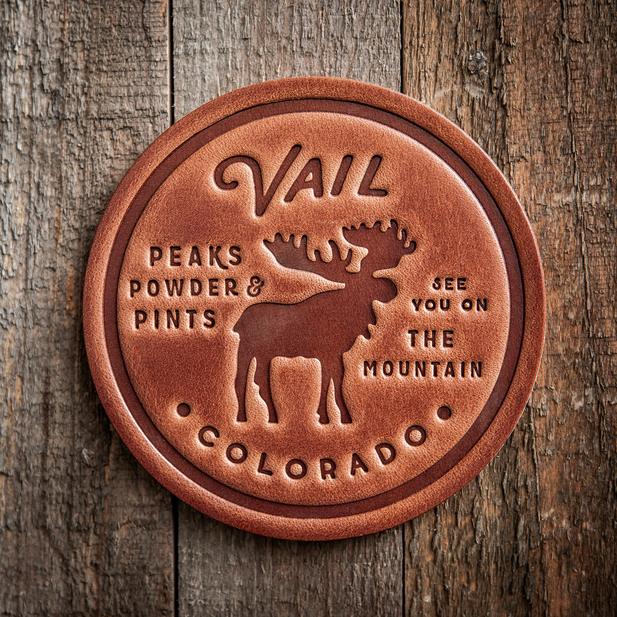 Vail Colorado Moose Leather Coaster