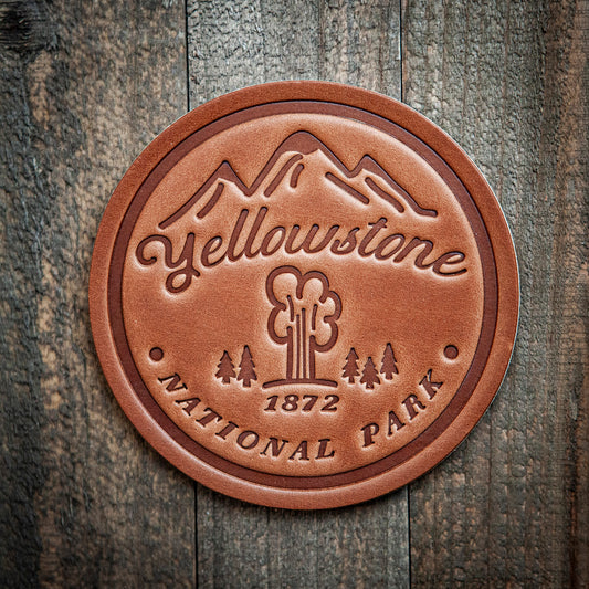 Old Faithful Yellowstone National Park Leather Coaster