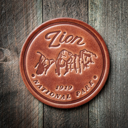 Zion National Park Leather Coaster