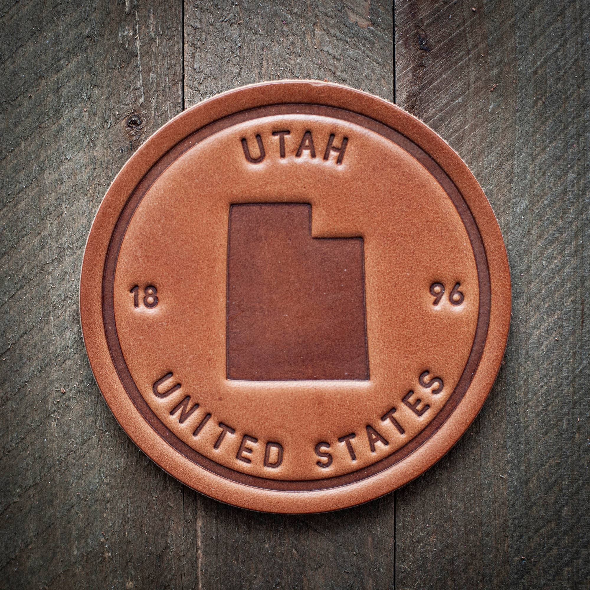 Utah State Silhouette Leather Coaster