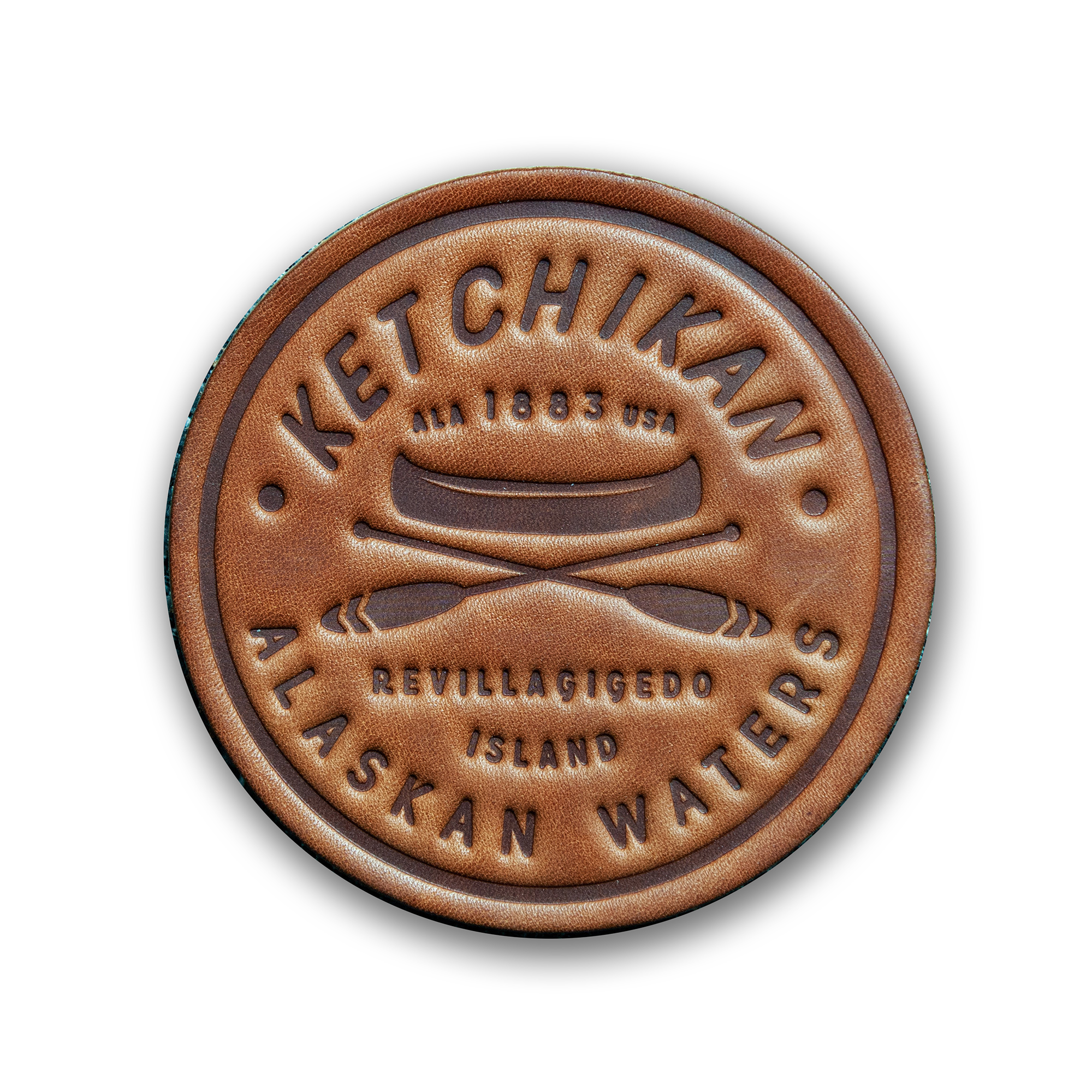 Ketchikan Alaska Leather Coaster