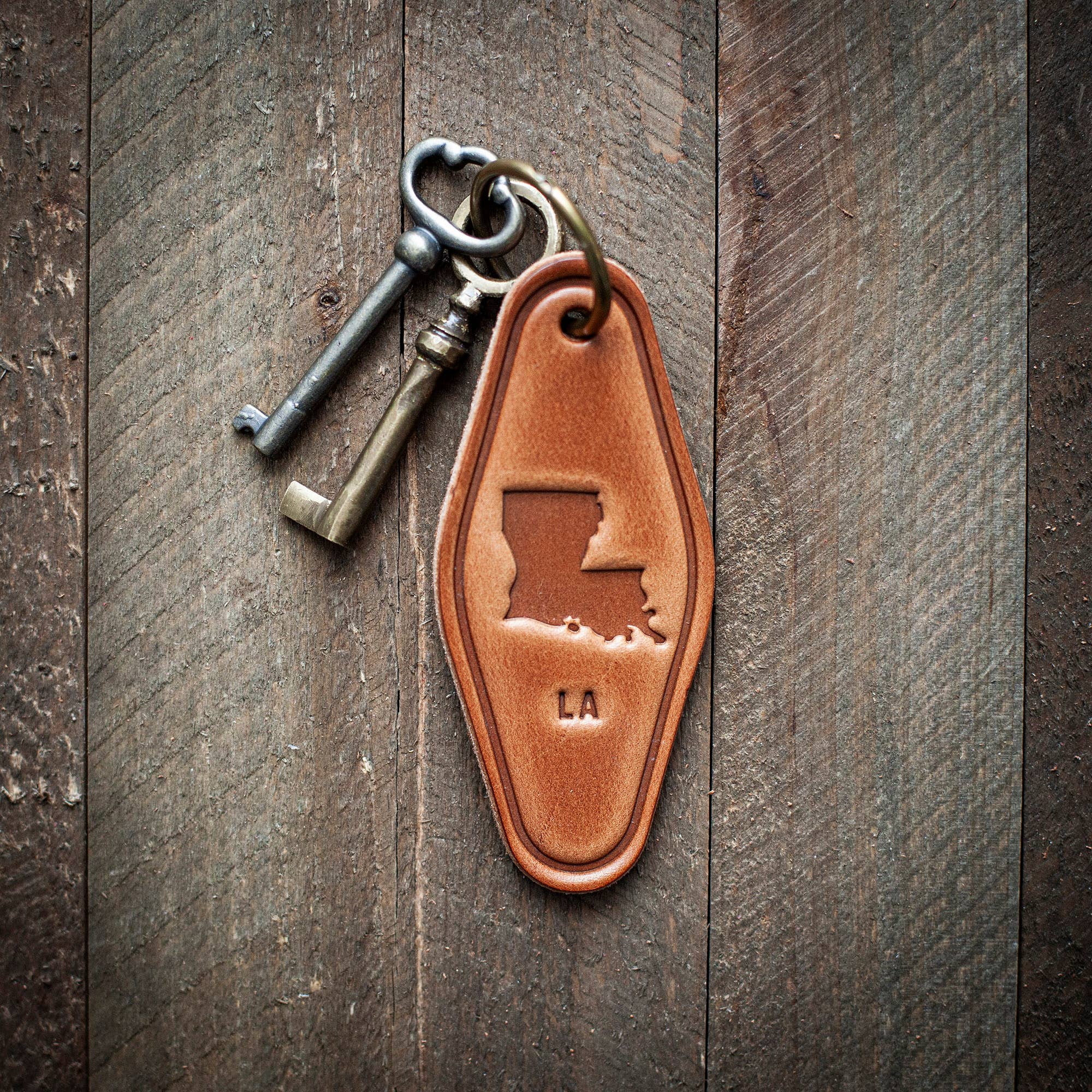 Louisiana Leather Keychain Motel Style