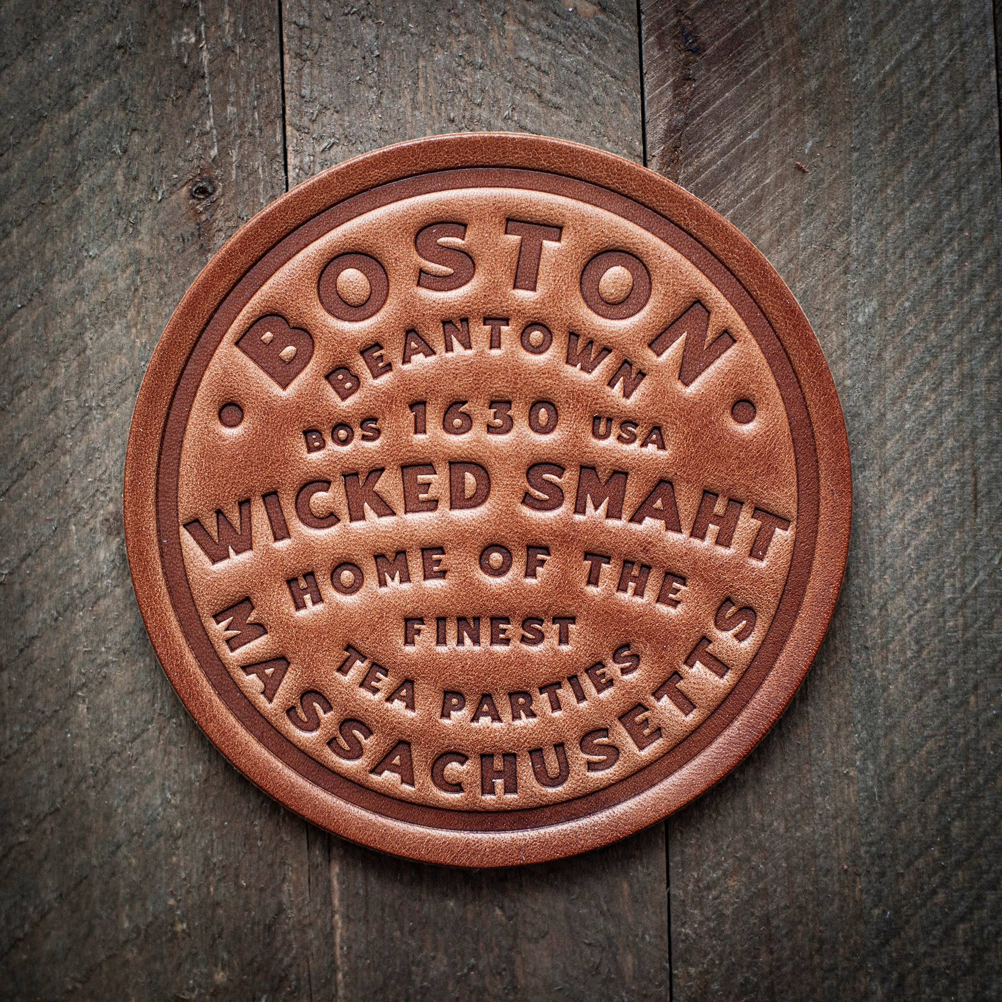 Boston Wicked Smaht/Smart Leather Coaster