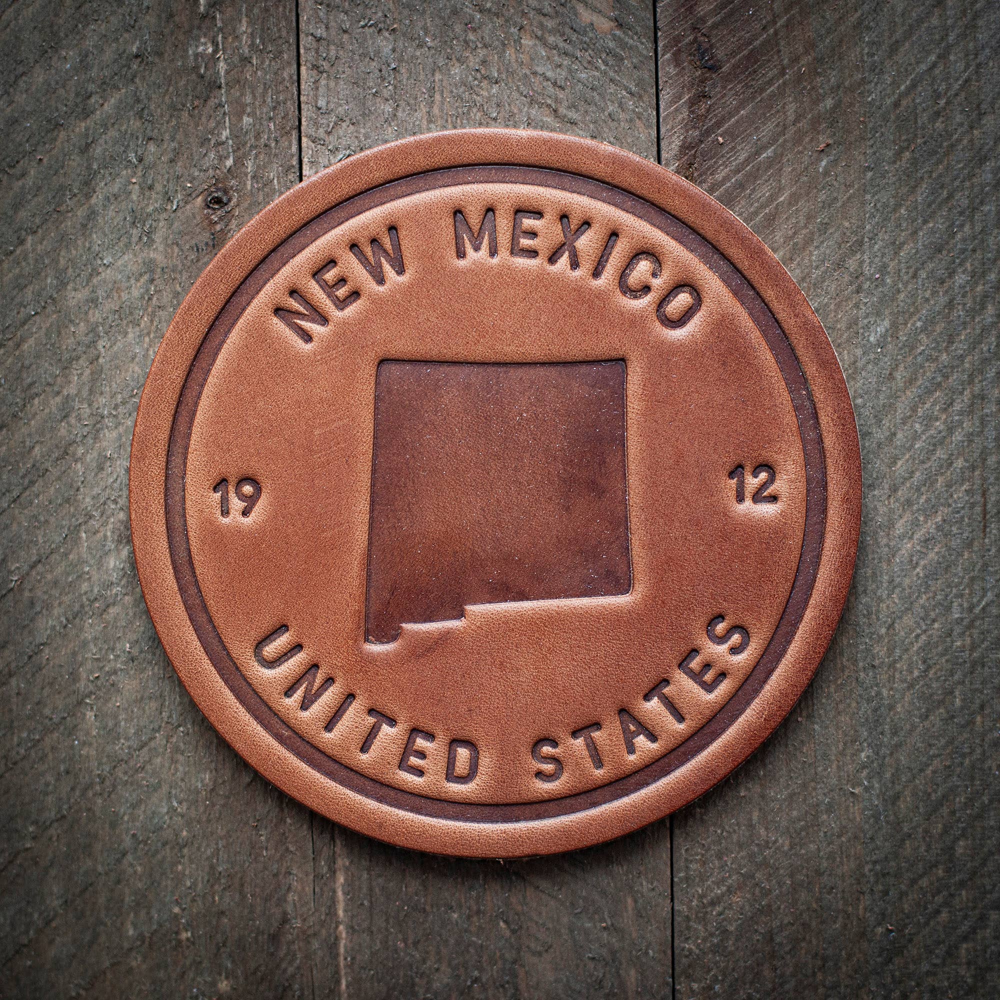 New Mexico State Silhouette Leather Coaster