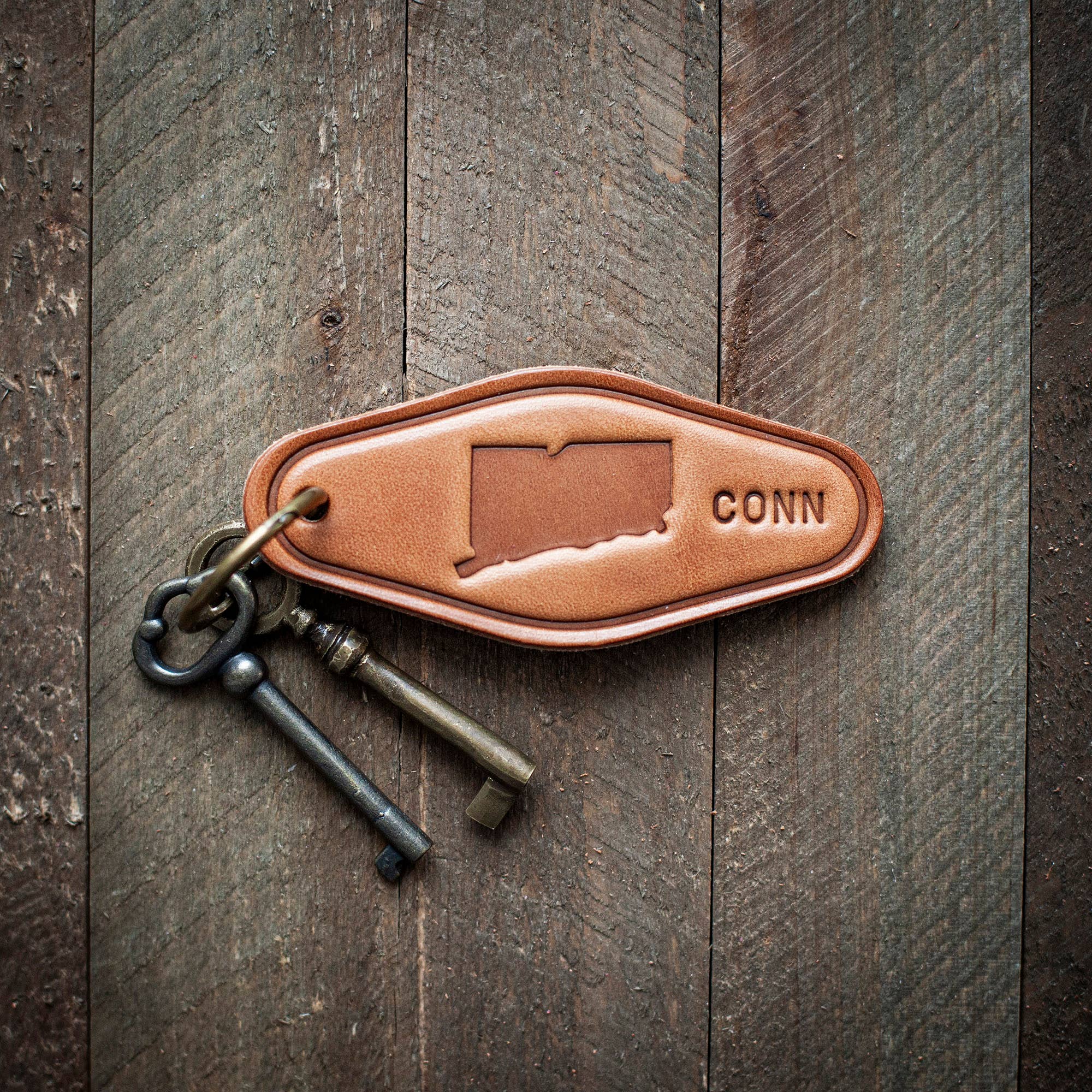 Connecticut Leather Keychain Motel Style