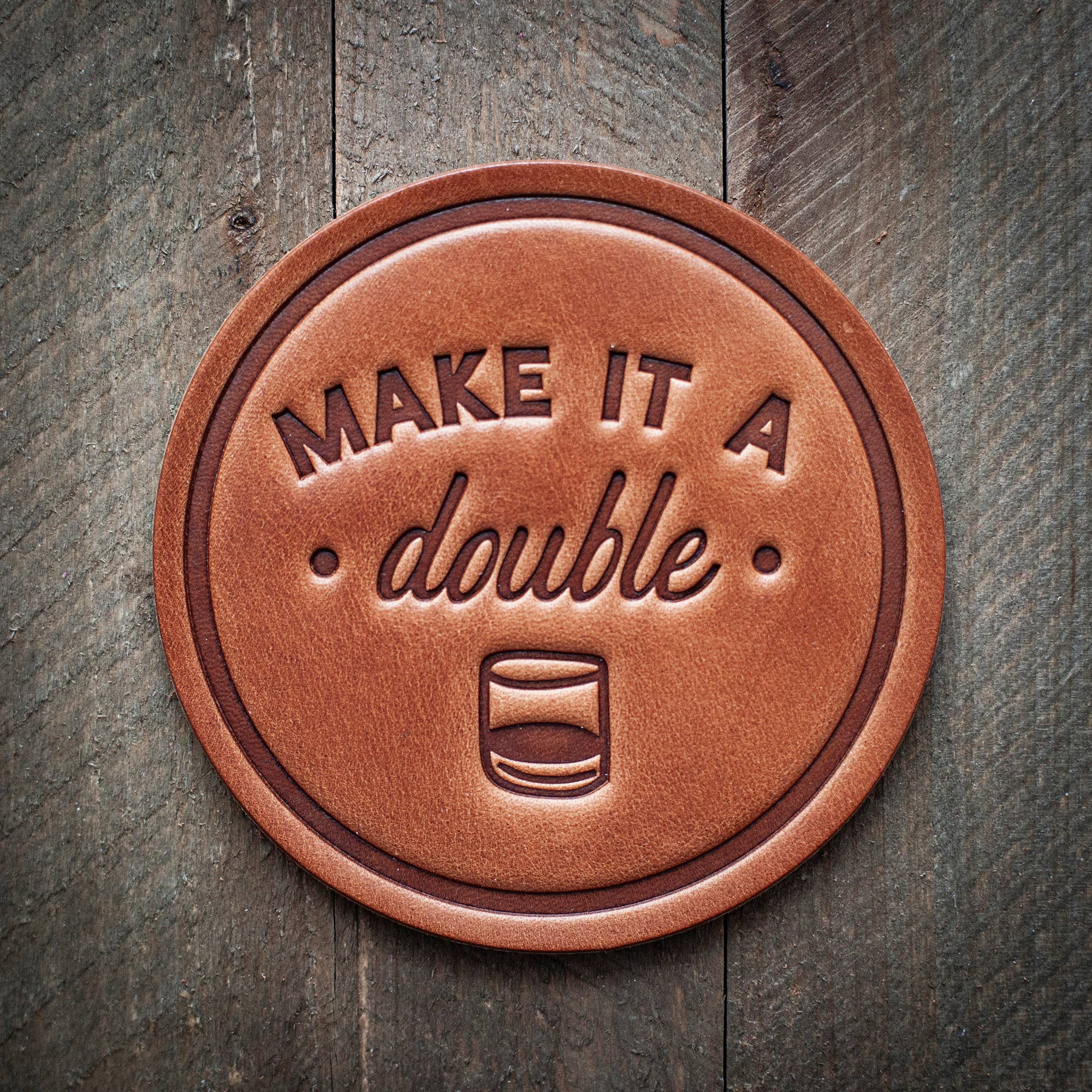Make it a Double Leather Coaster