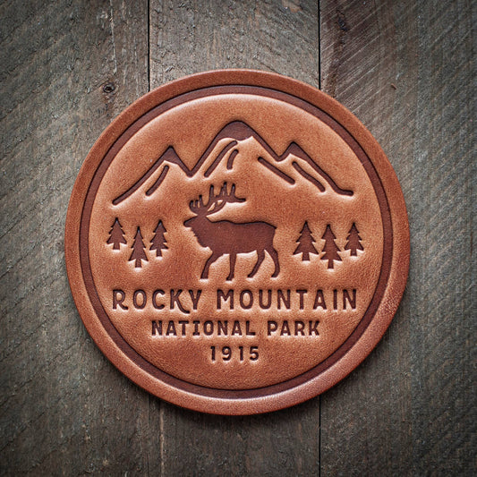 Rocky Mountain National Park Leather Coaster