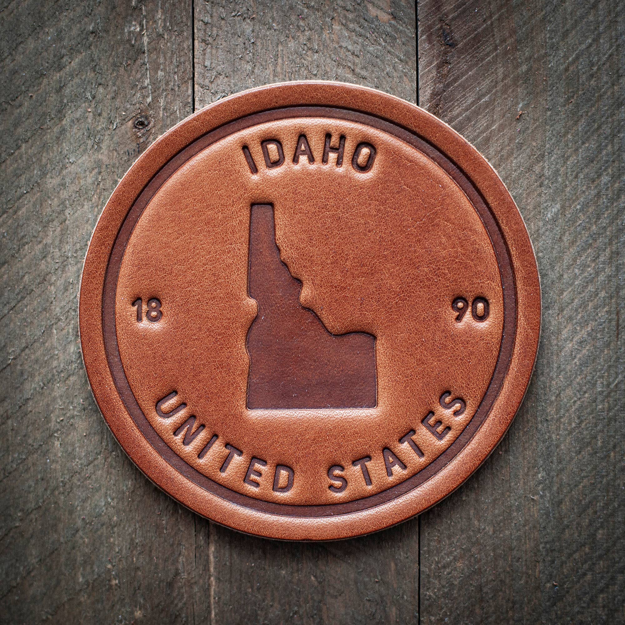 Idaho State Silhouette Leather Coaster