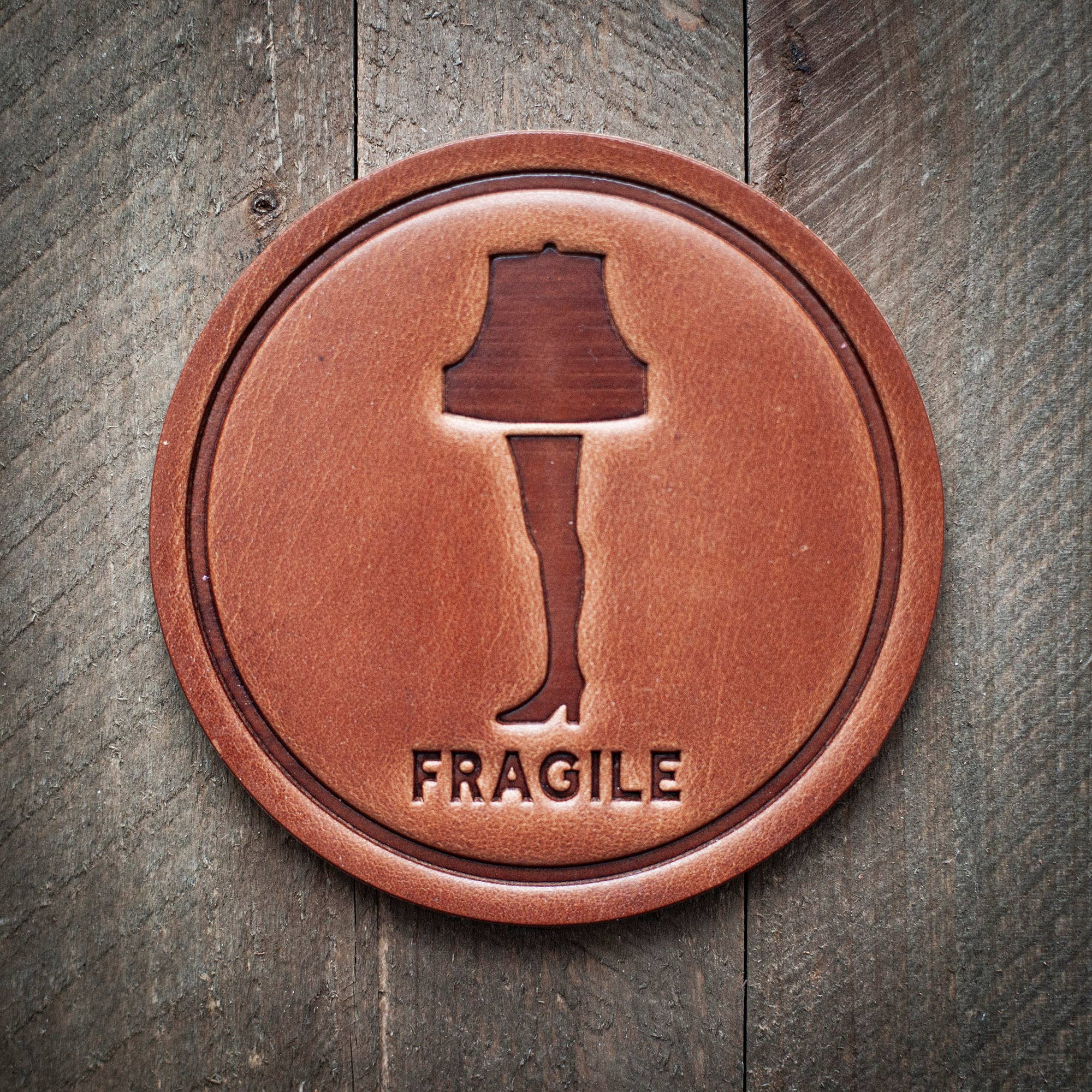 Fragile Leather Coaster