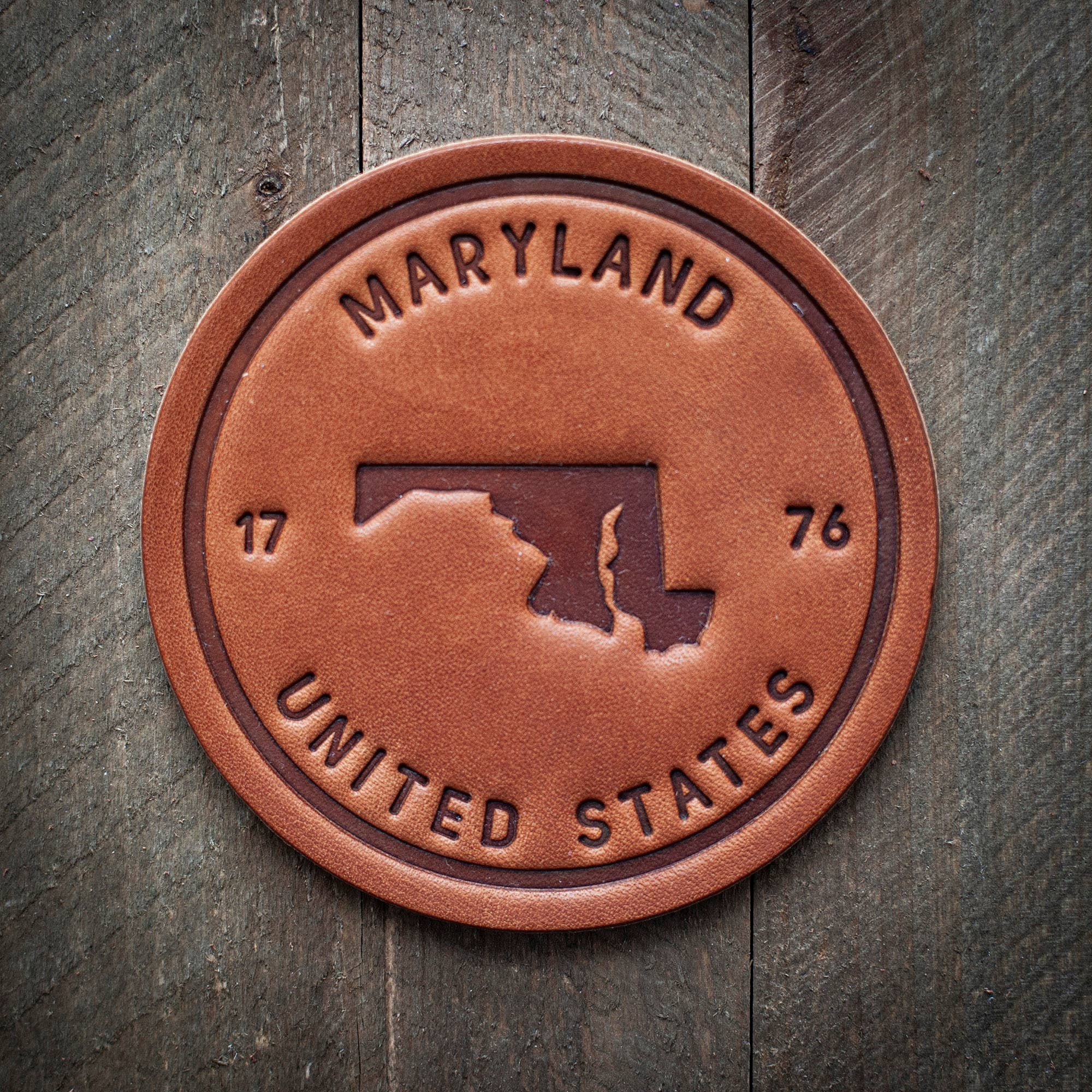 Maryland State Silhouette Leather Coaster