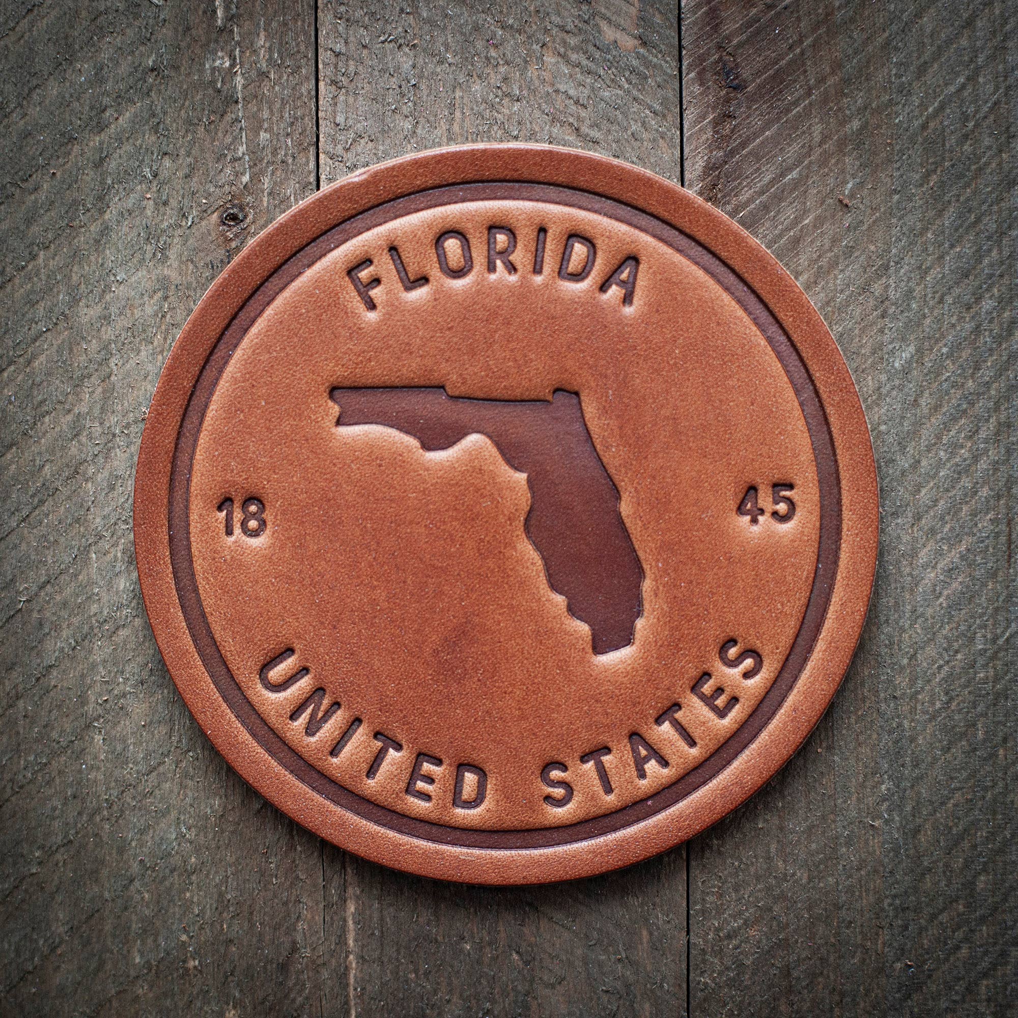 Florida State Silhouette Leather Coaster