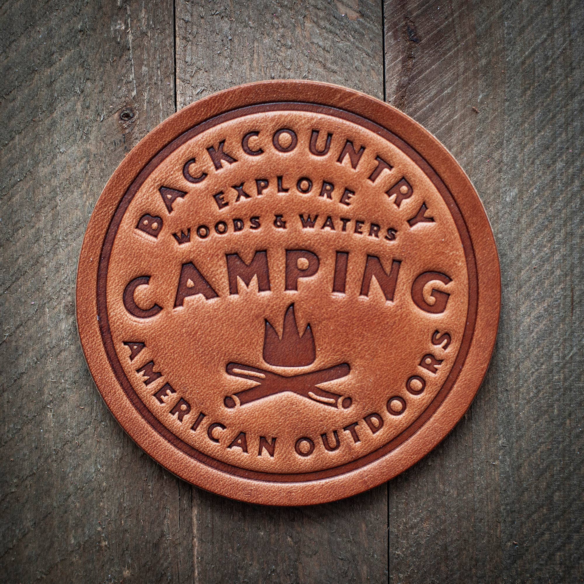 Camping Leather Coaster