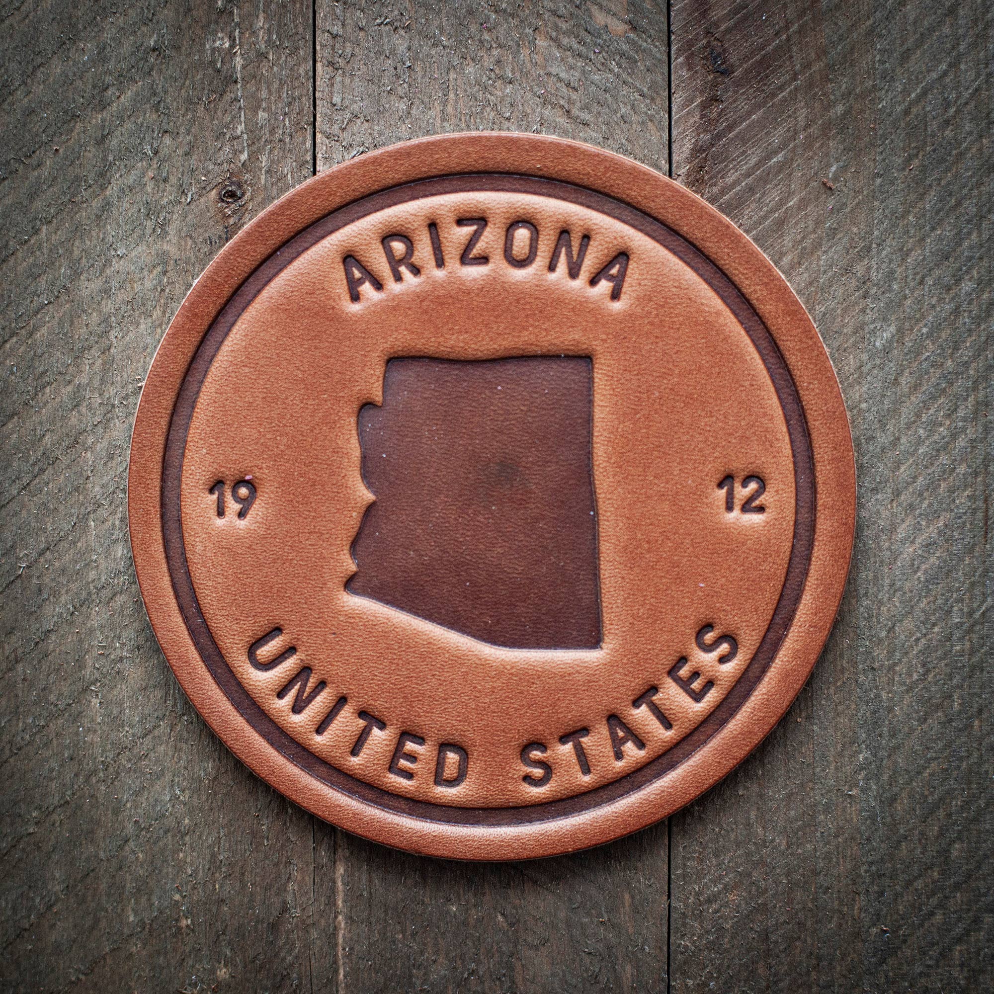 Arizona State Silhouette Leather Coaster