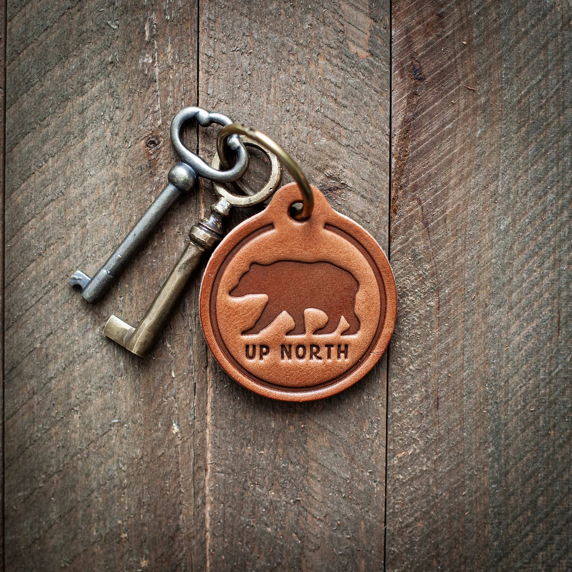 Up North Leather Keychain Circle