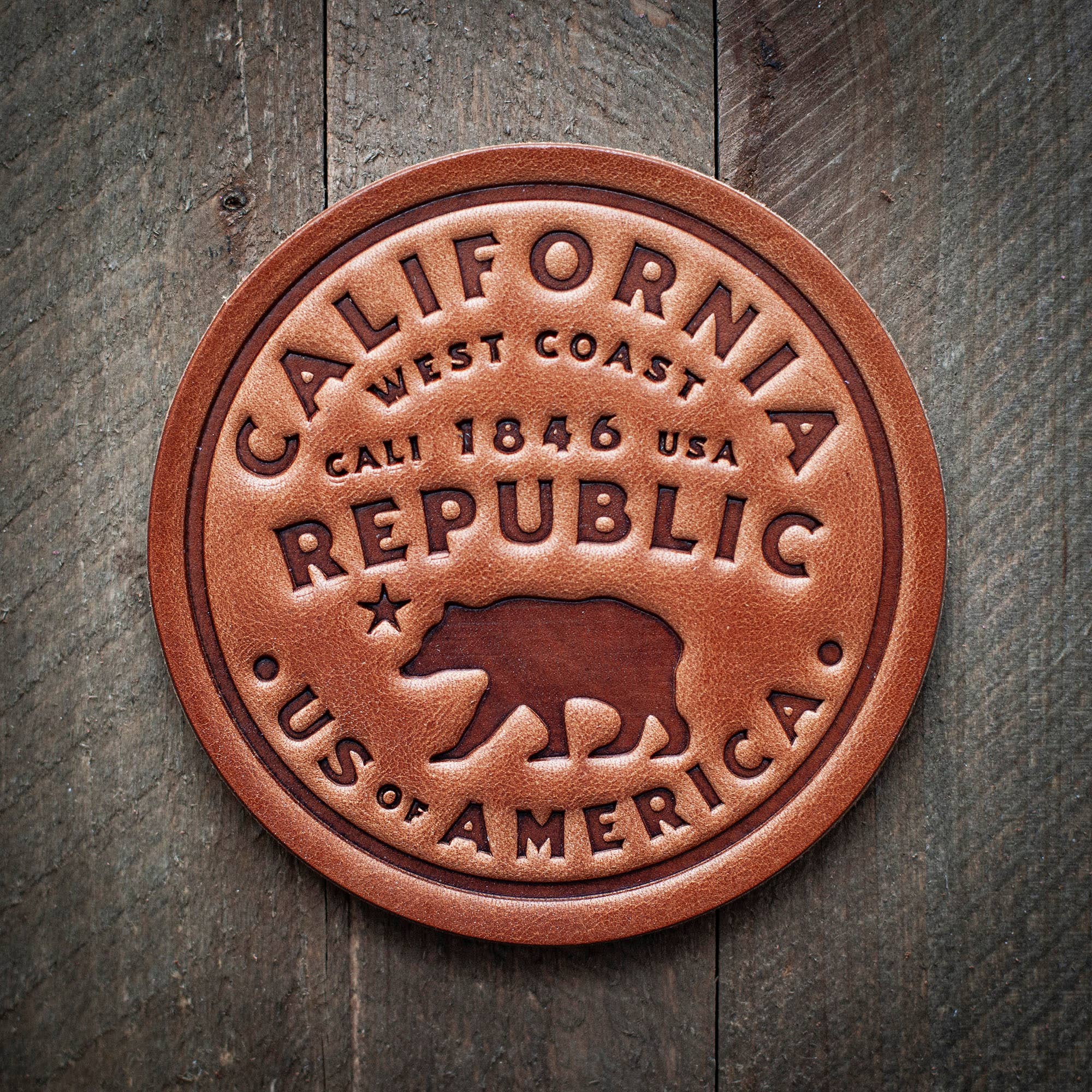 California Republic Leather Coaster