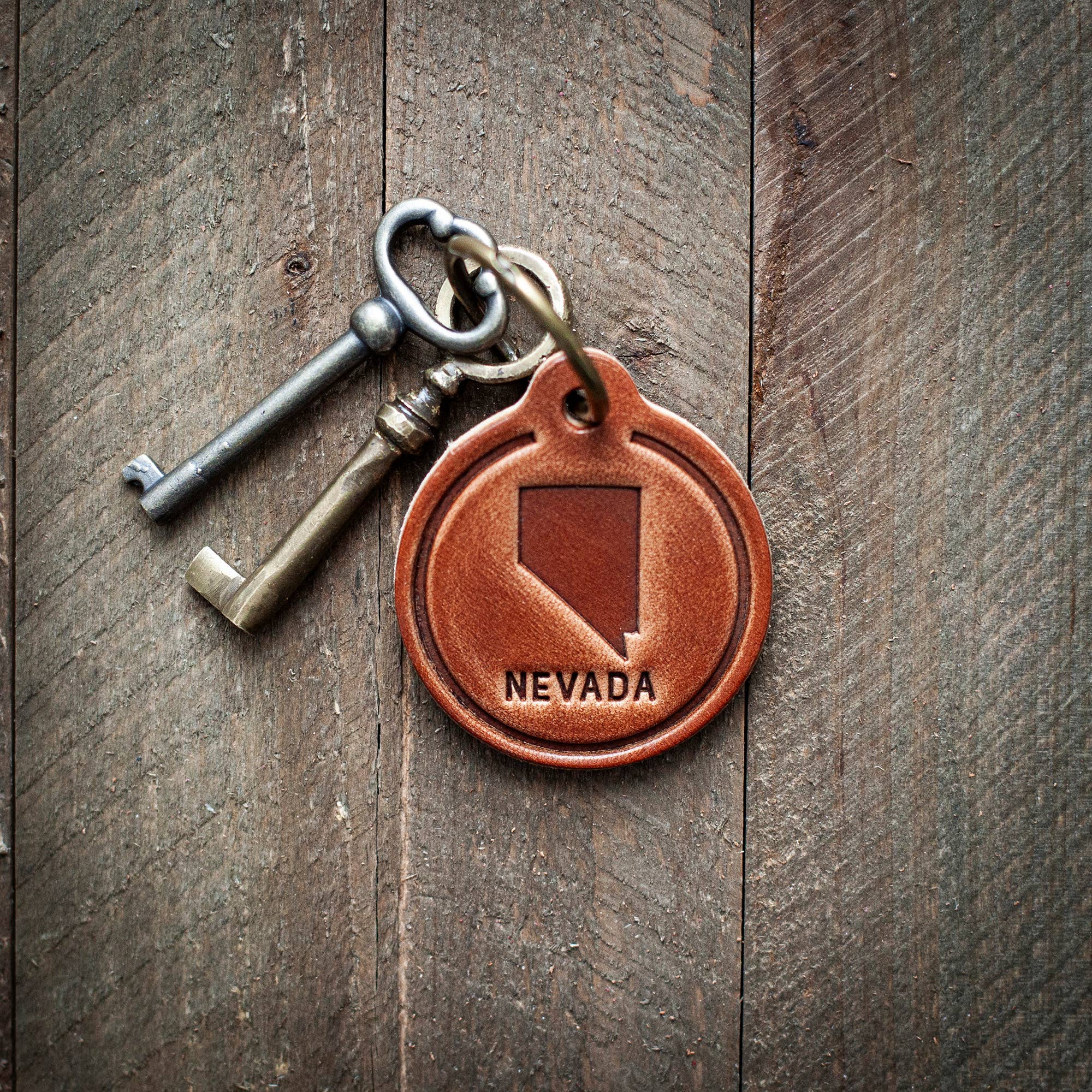 Nevada Leather Keychain Circle