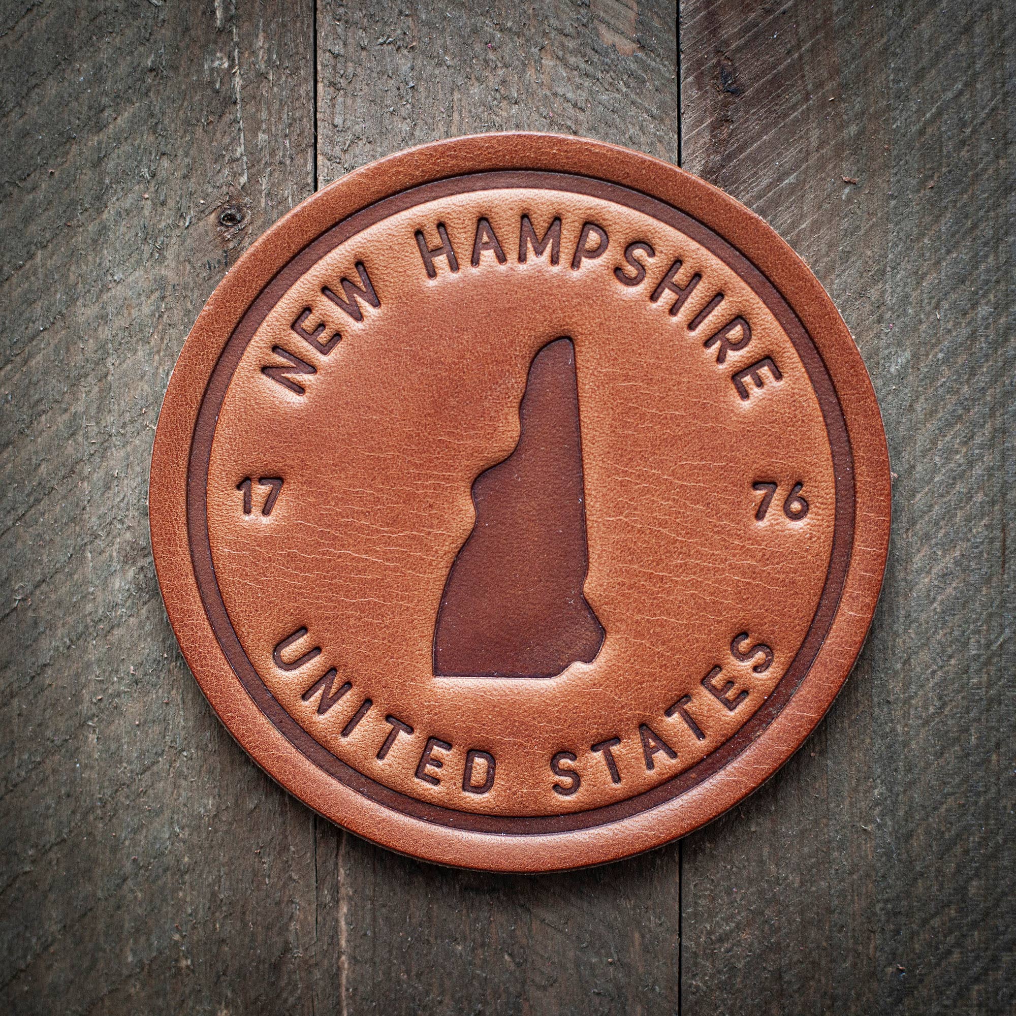 New Hampshire State Silhouette Leather Coaster