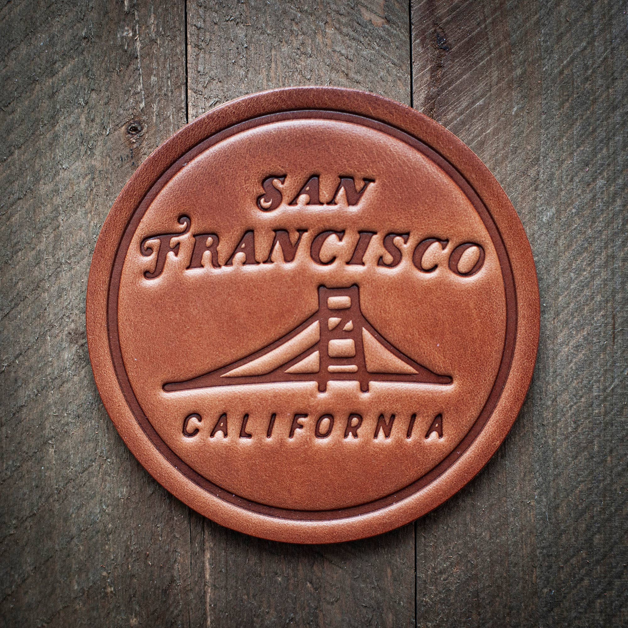 San Francisco California Leather Coaster