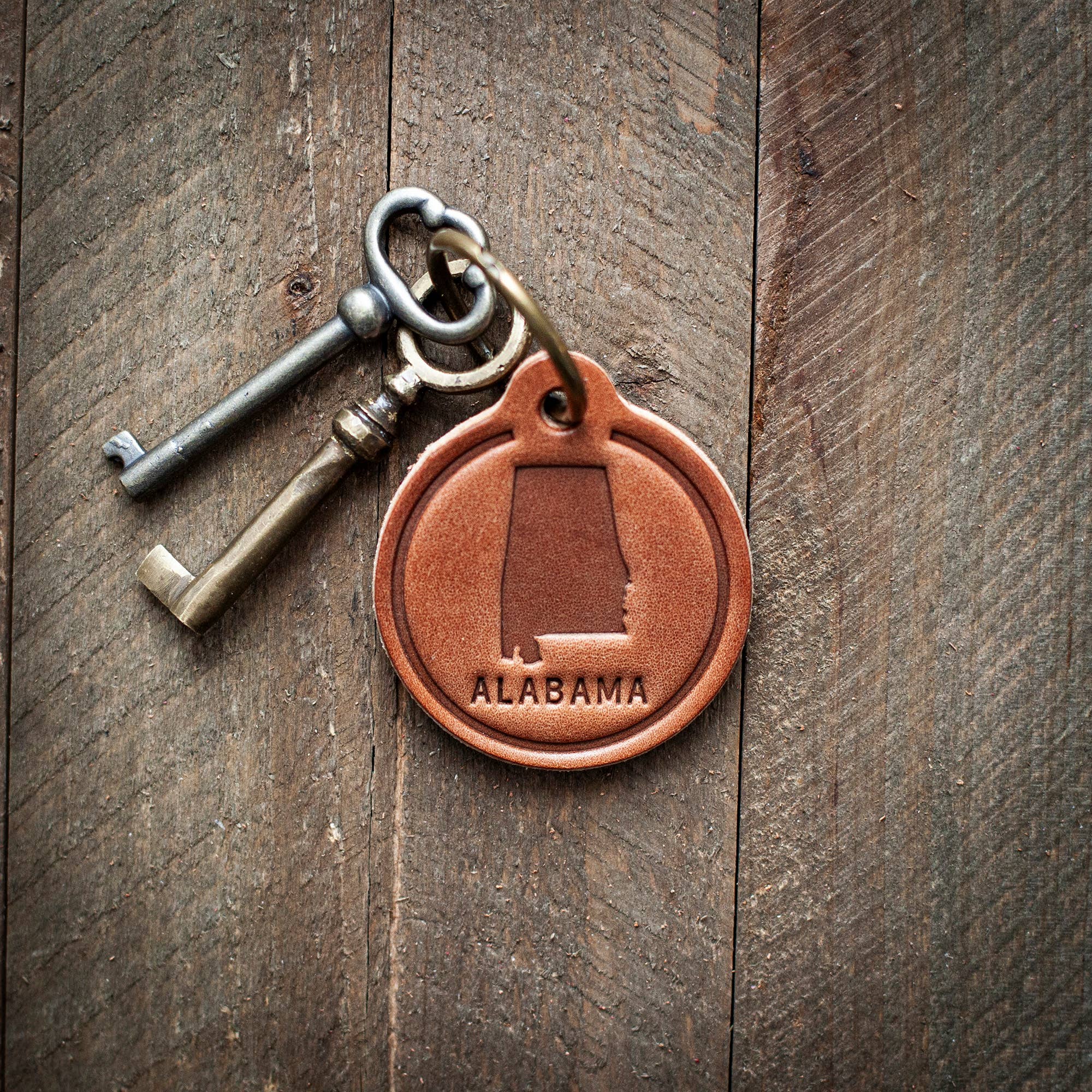 Alabama Leather Keychain Circle