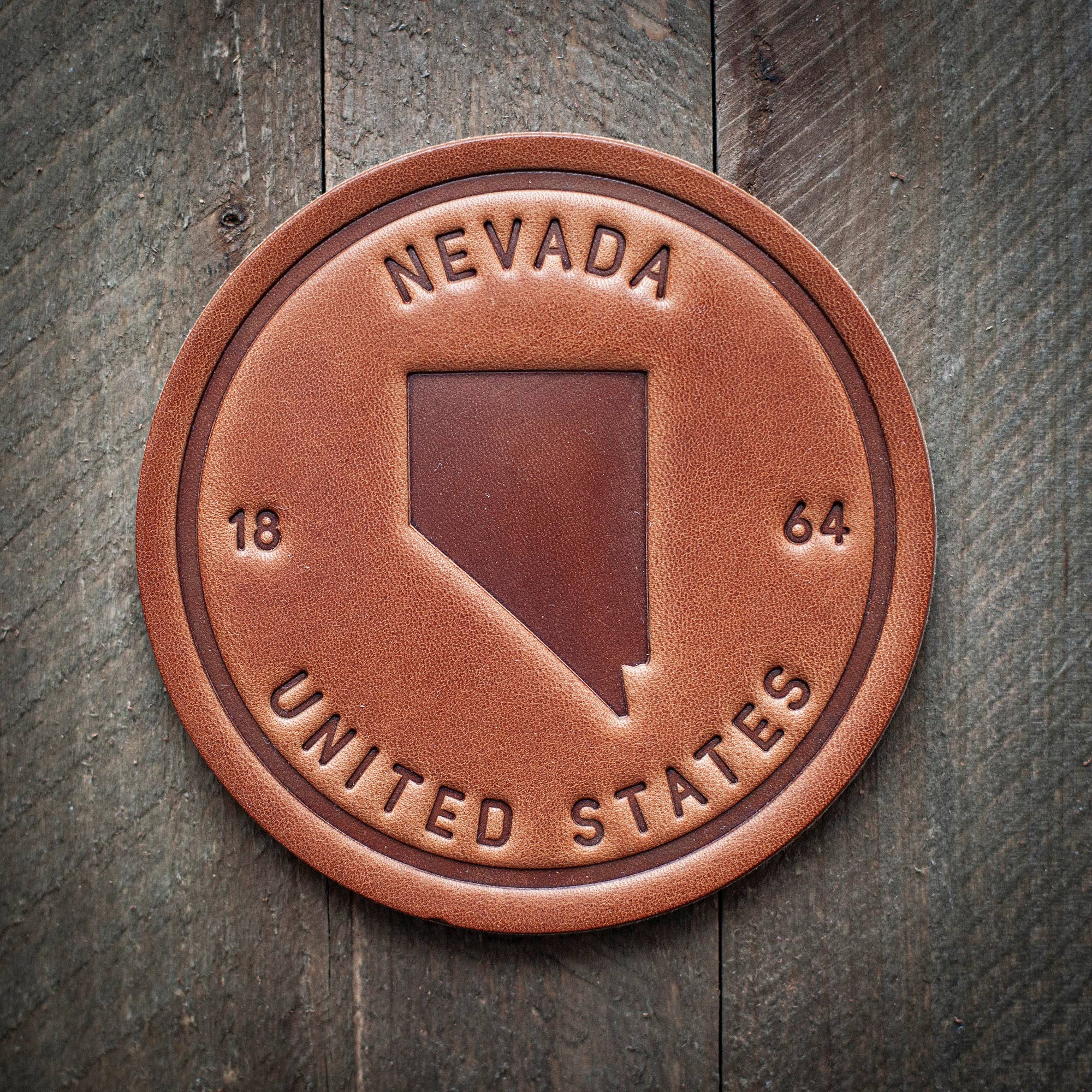 Nevada State Silhouette Leather Coaster