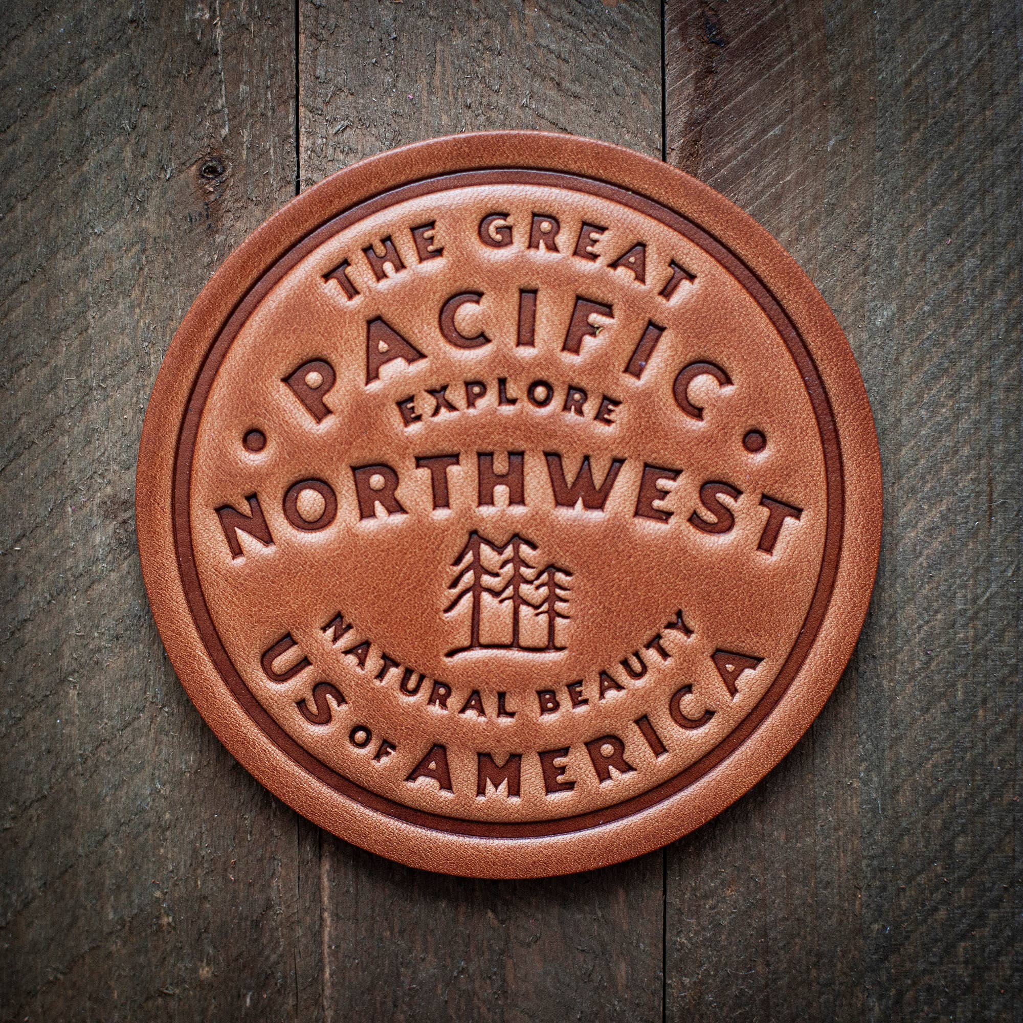 Pacific Northwest Leather Coaster