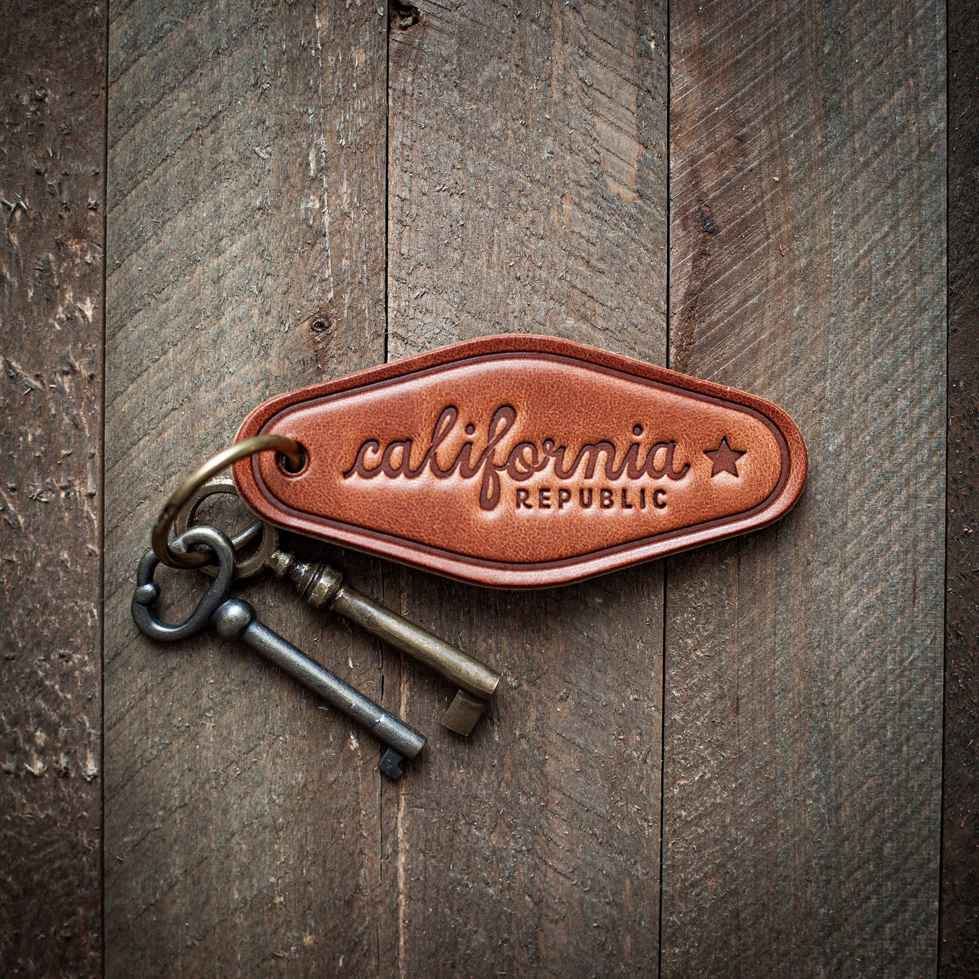California Republic Leather Keychain Motel Style