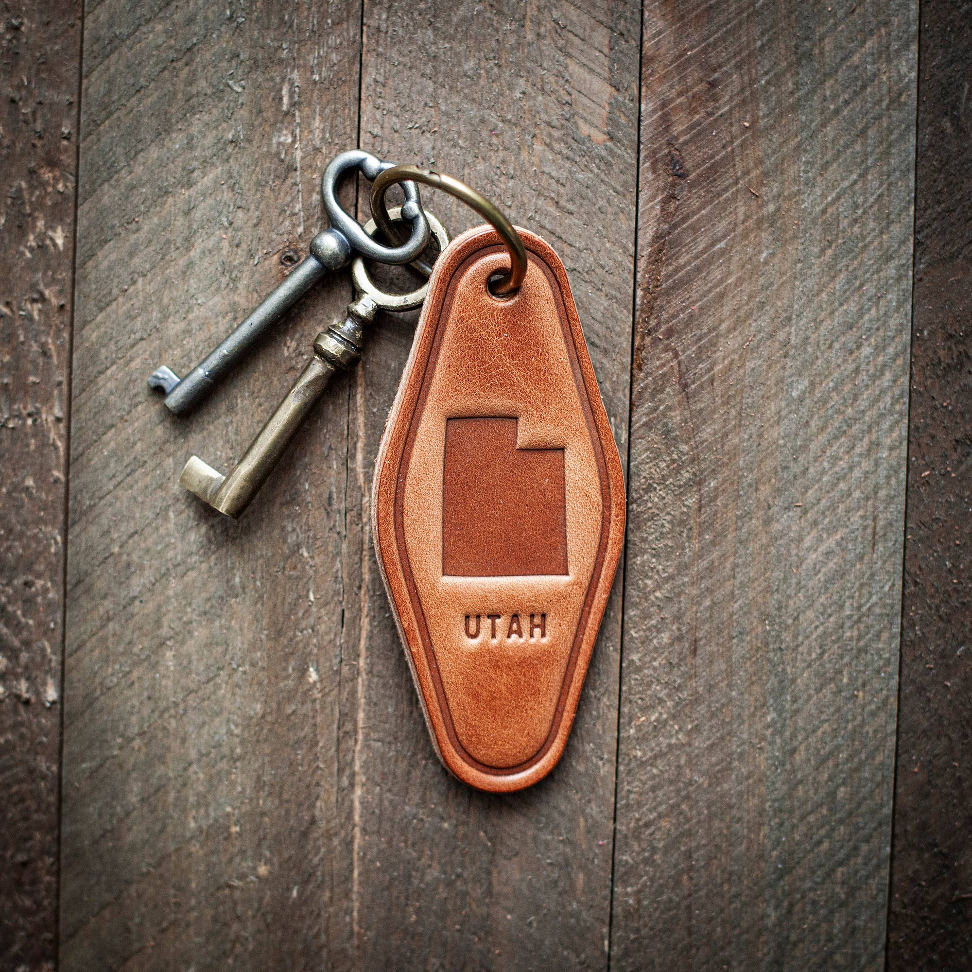 Utah Leather Keychain Motel Style