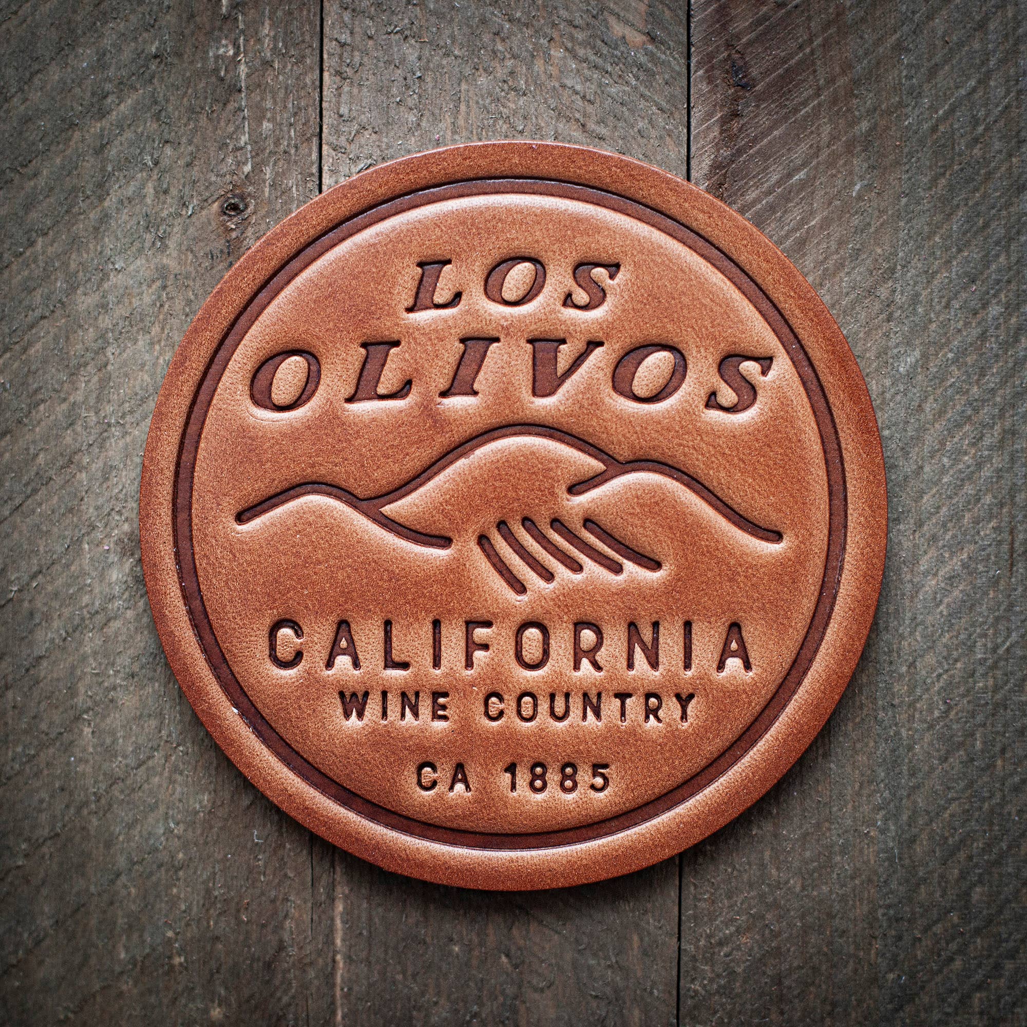 Los Olivos California Leather Coaster