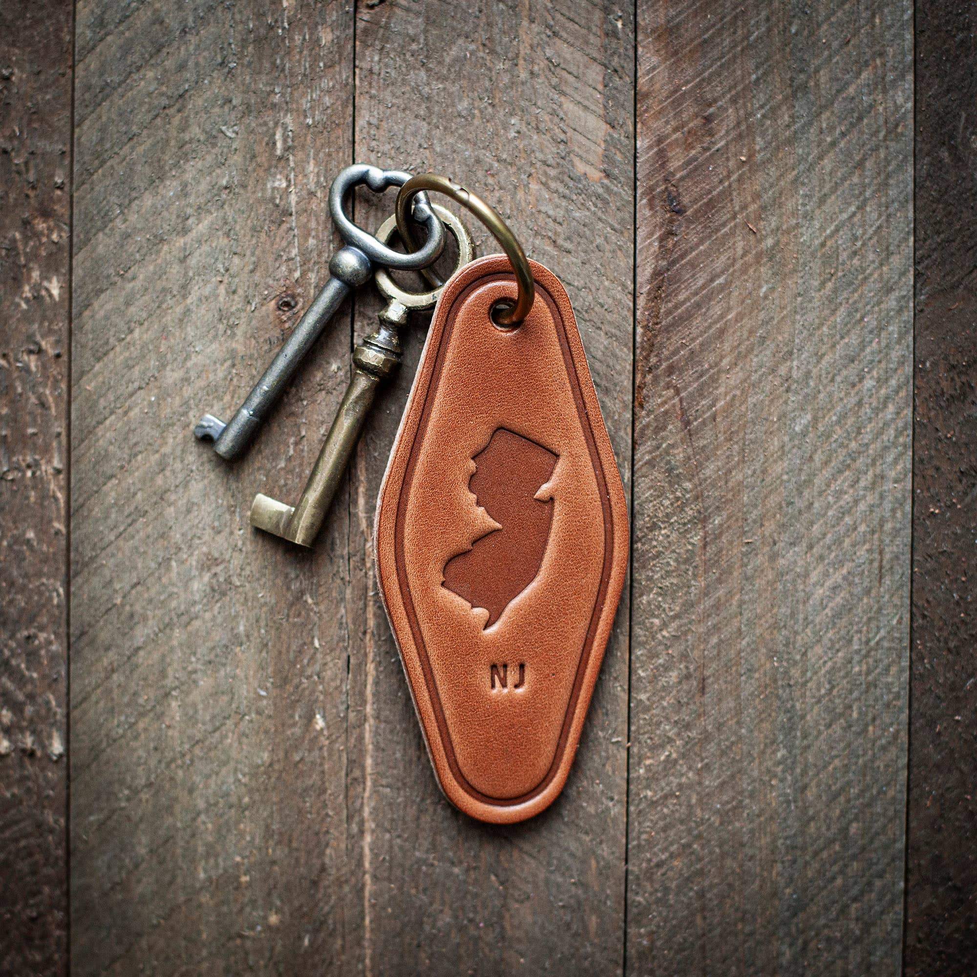 New Jersey Leather Keychain Motel Style