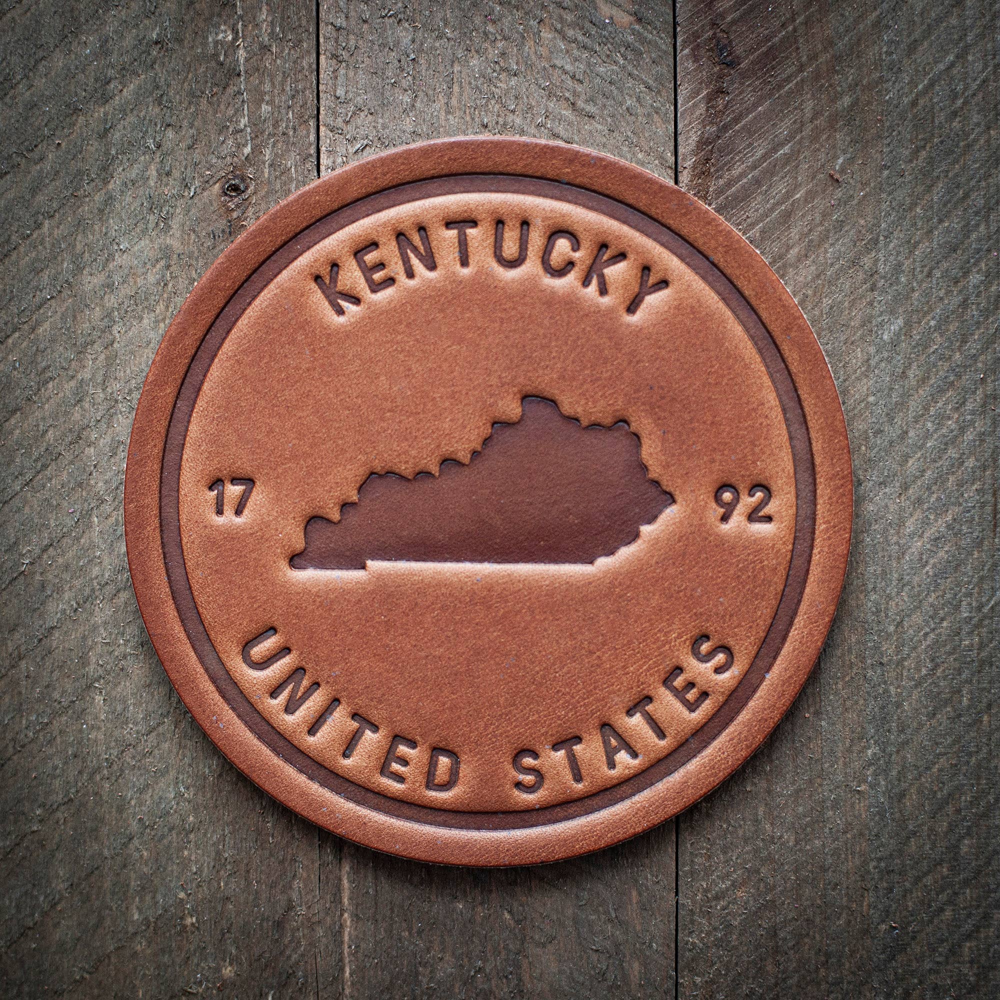 Kentucky State Silhouette Leather Coaster