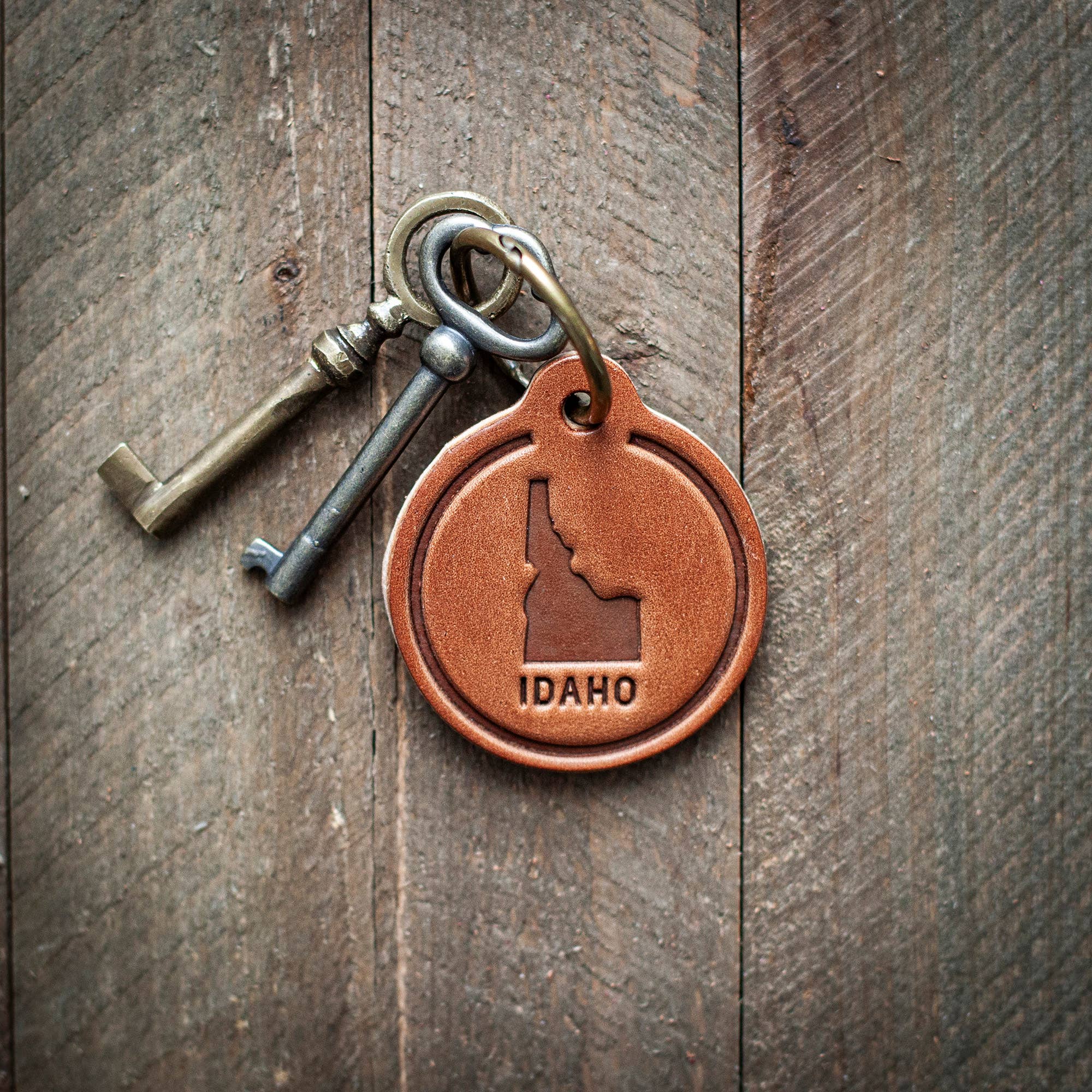 Idaho Leather Keychain Circle