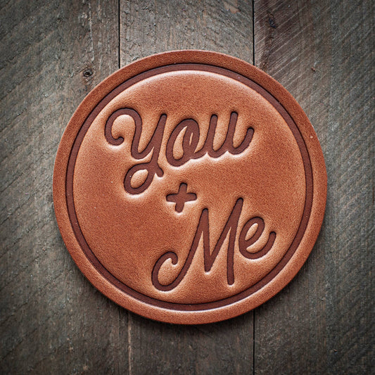 You + Me Leather Coaster