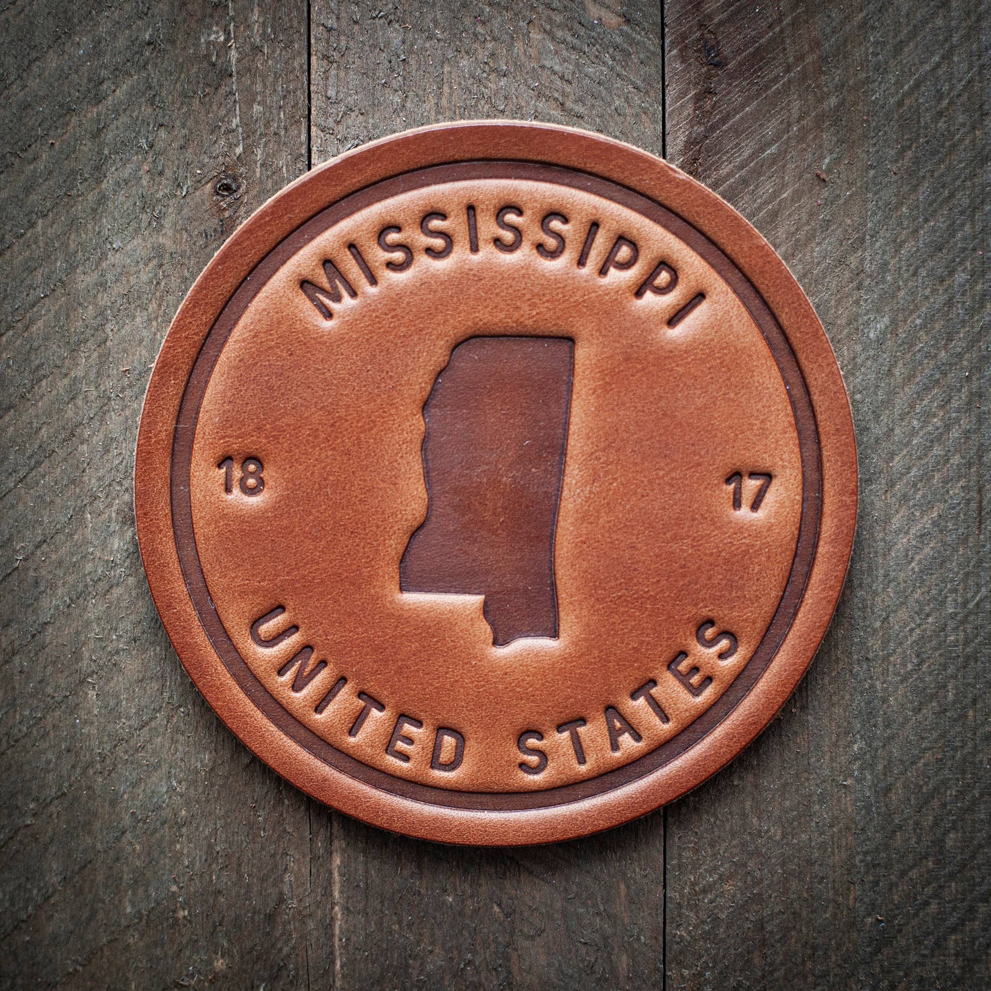 Mississippi State Silhouette Leather Coaster