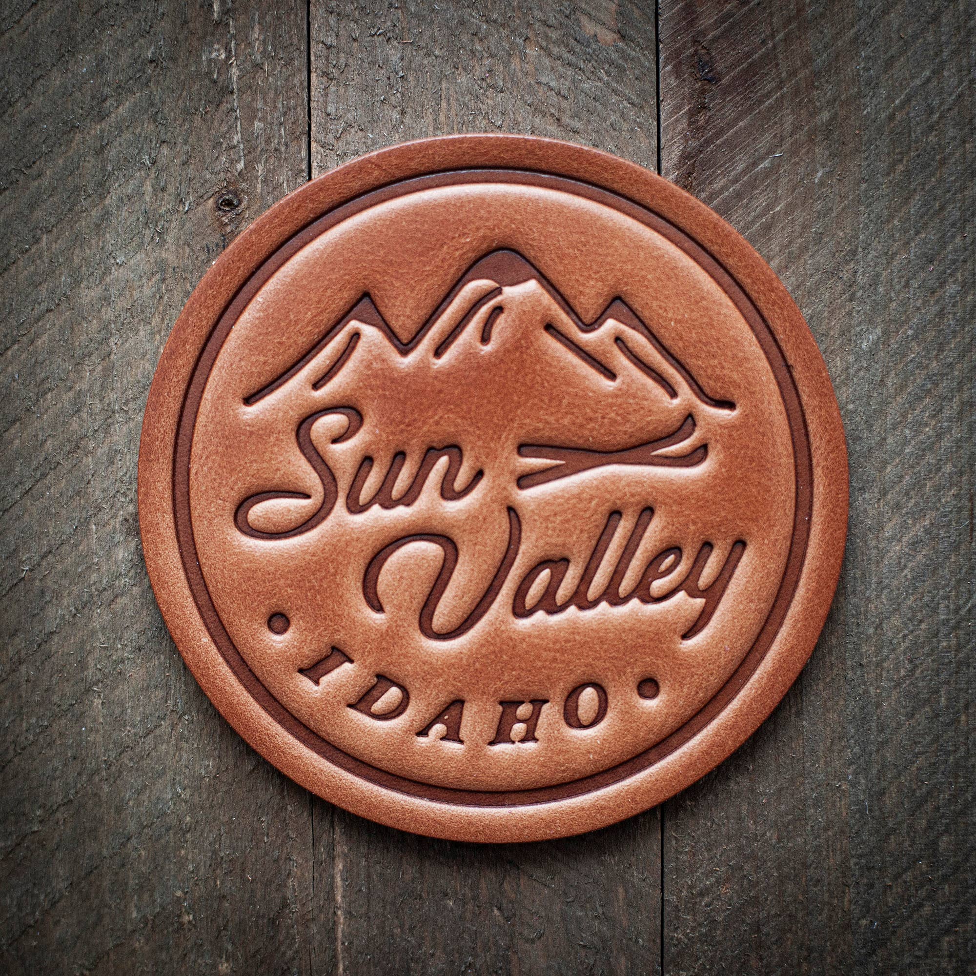 Sun Valley Idaho Leather Coaster