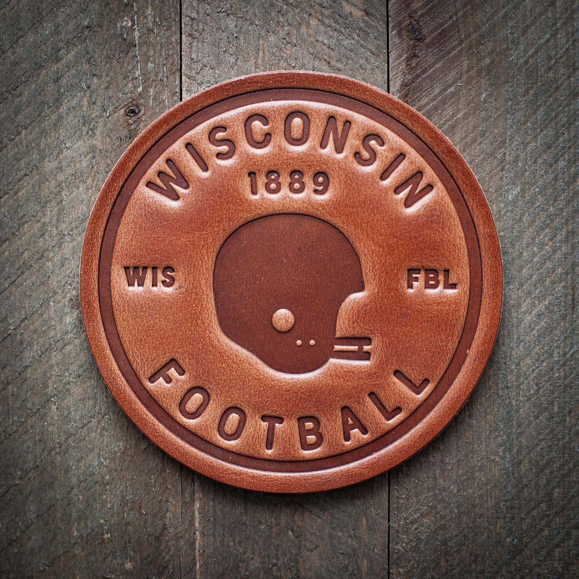 Wisconsin Football Leather Coaster