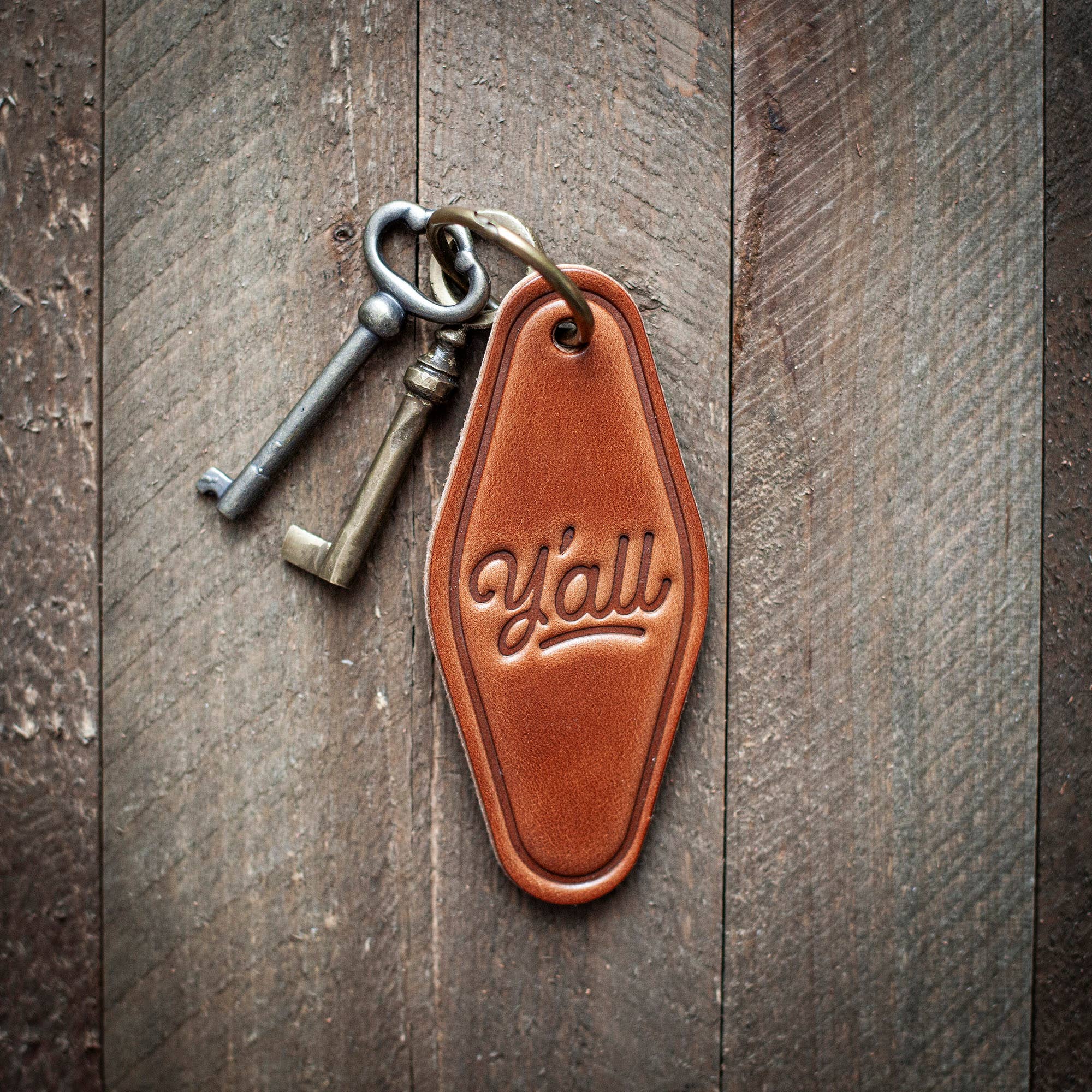 Y'all Leather Keychain Motel Style